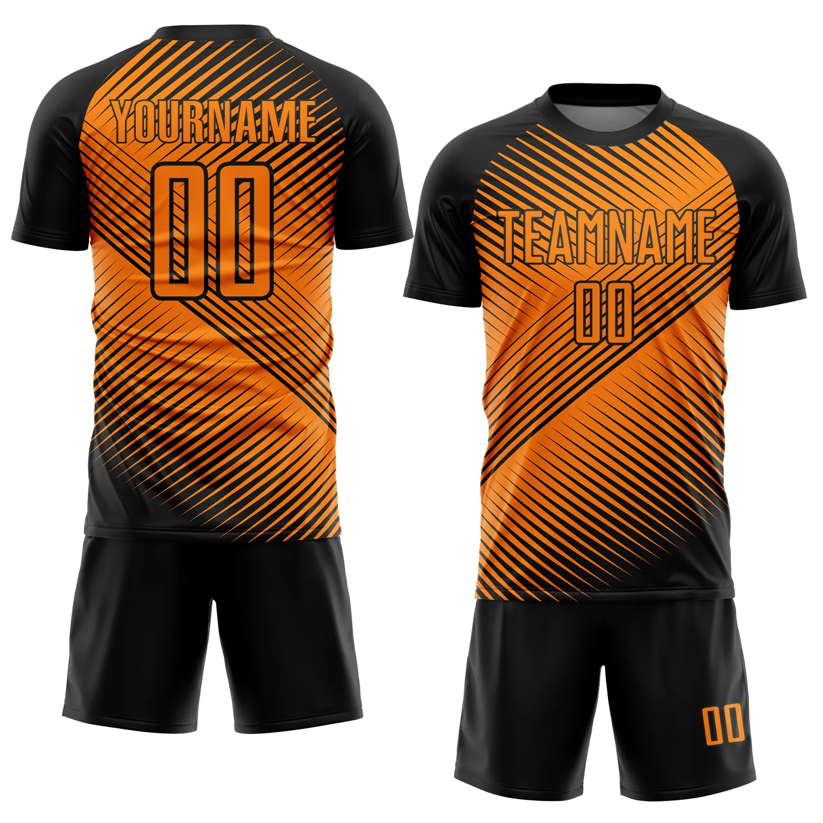 Custom Black Bay Orange Line Sublimation Soccer Uniform Jersey - Image 2