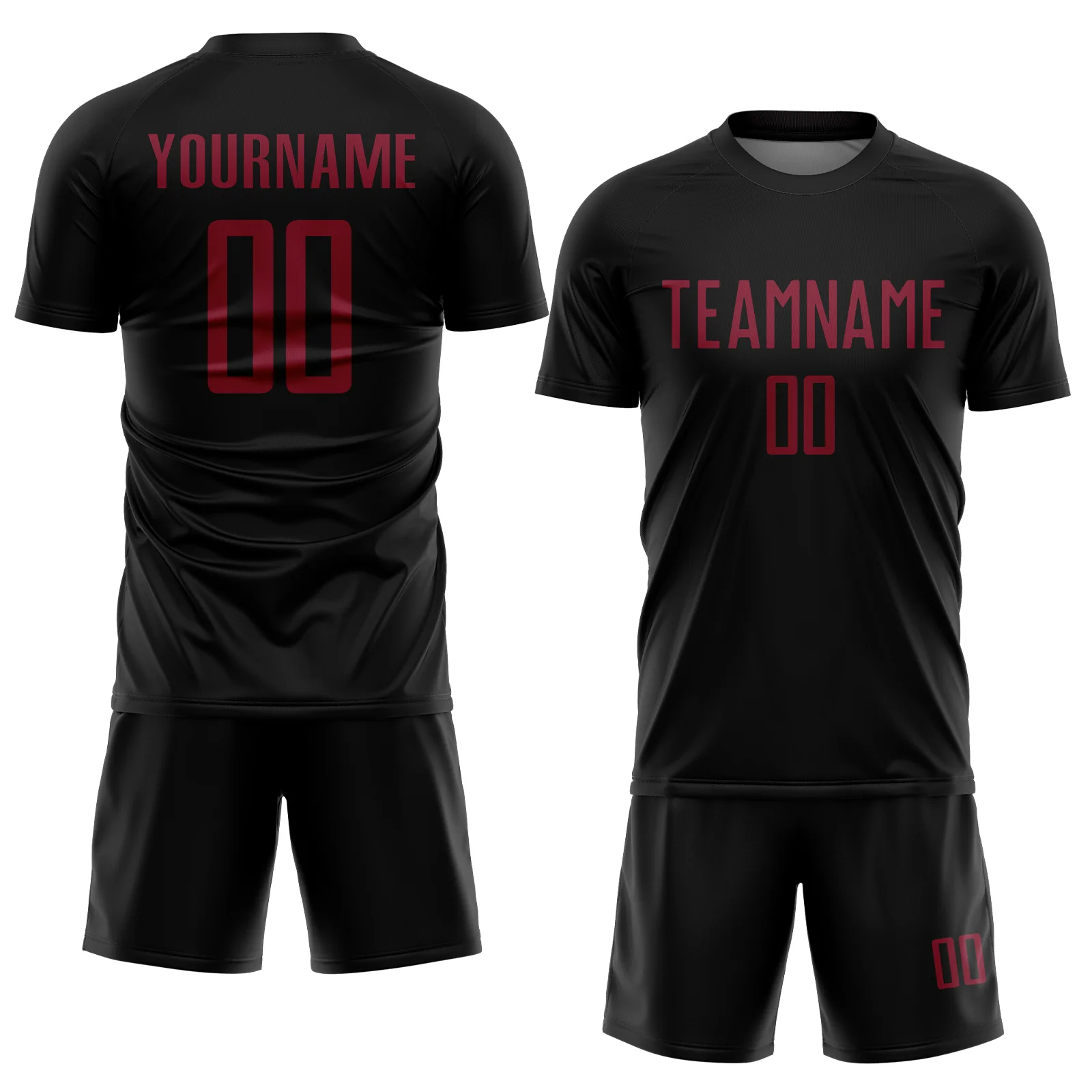 Custom Black Crimson Sublimation Soccer Uniform Jersey - Image 2