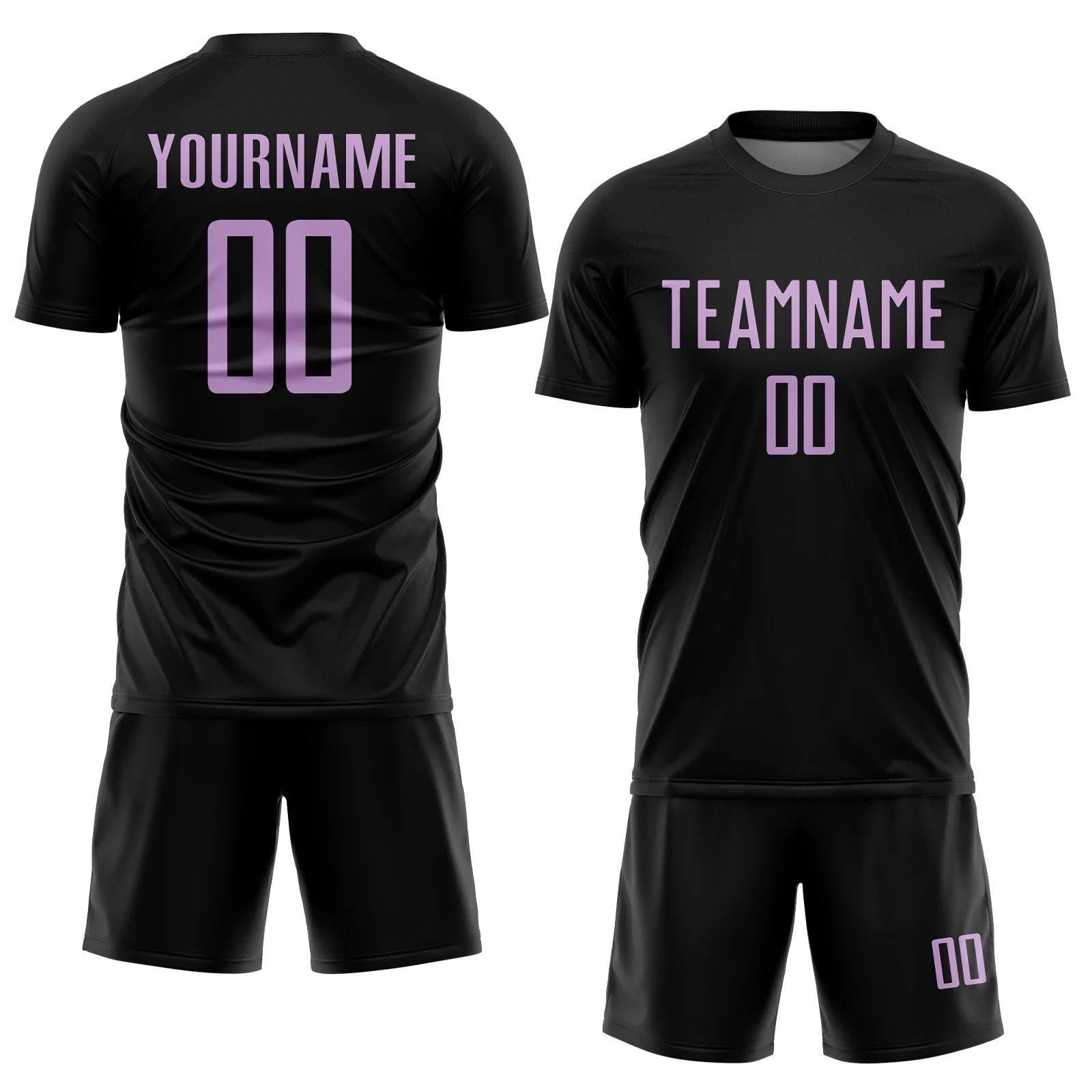 Custom Black Light Purple Sublimation Soccer Uniform Jersey - Image 2