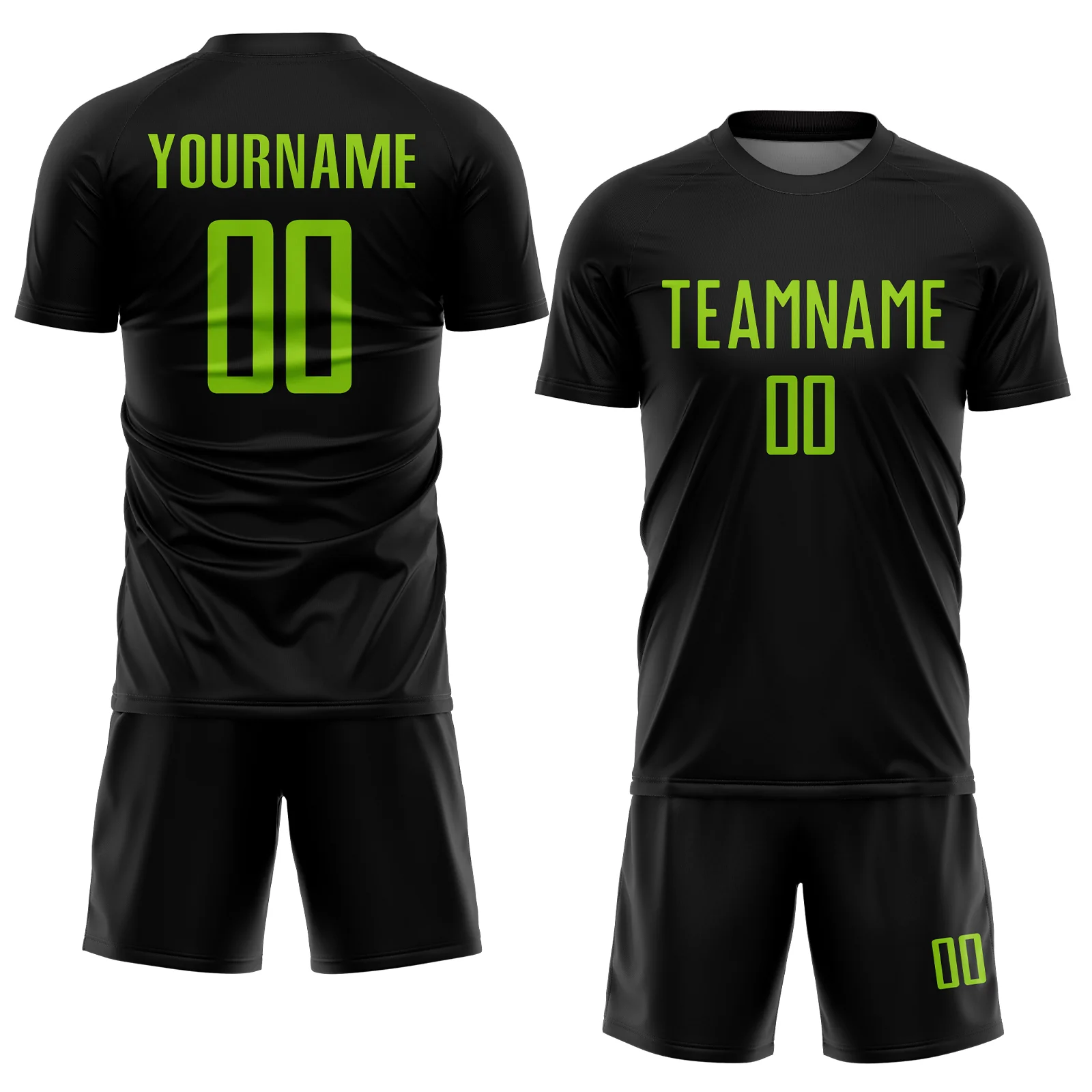 Custom Black Neon Green Sublimation Soccer Uniform Jersey - Image 2