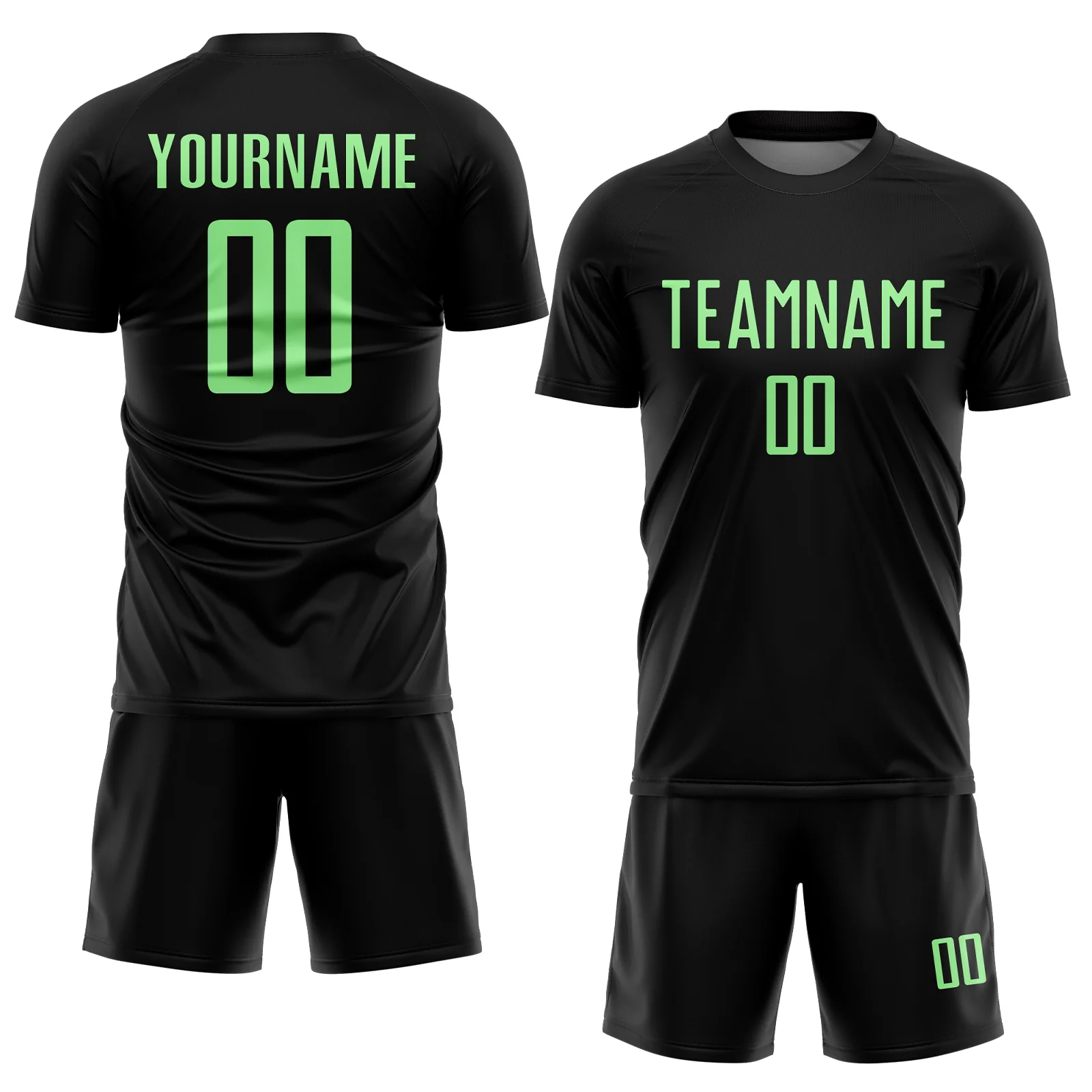 Custom Black Pea Green Sublimation Soccer Uniform Jersey - Image 2