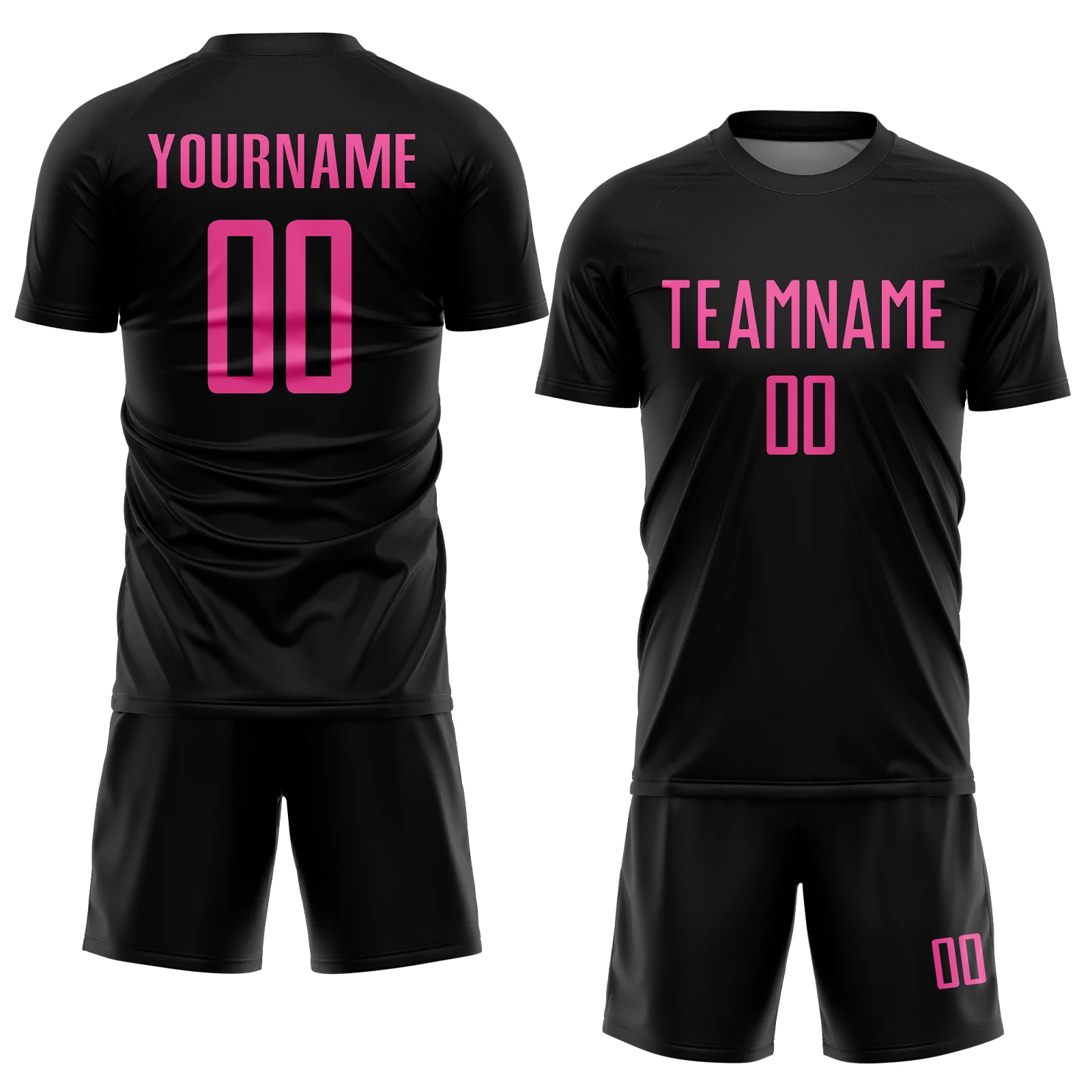 Custom Black Pink Sublimation Soccer Uniform Jersey - Image 2
