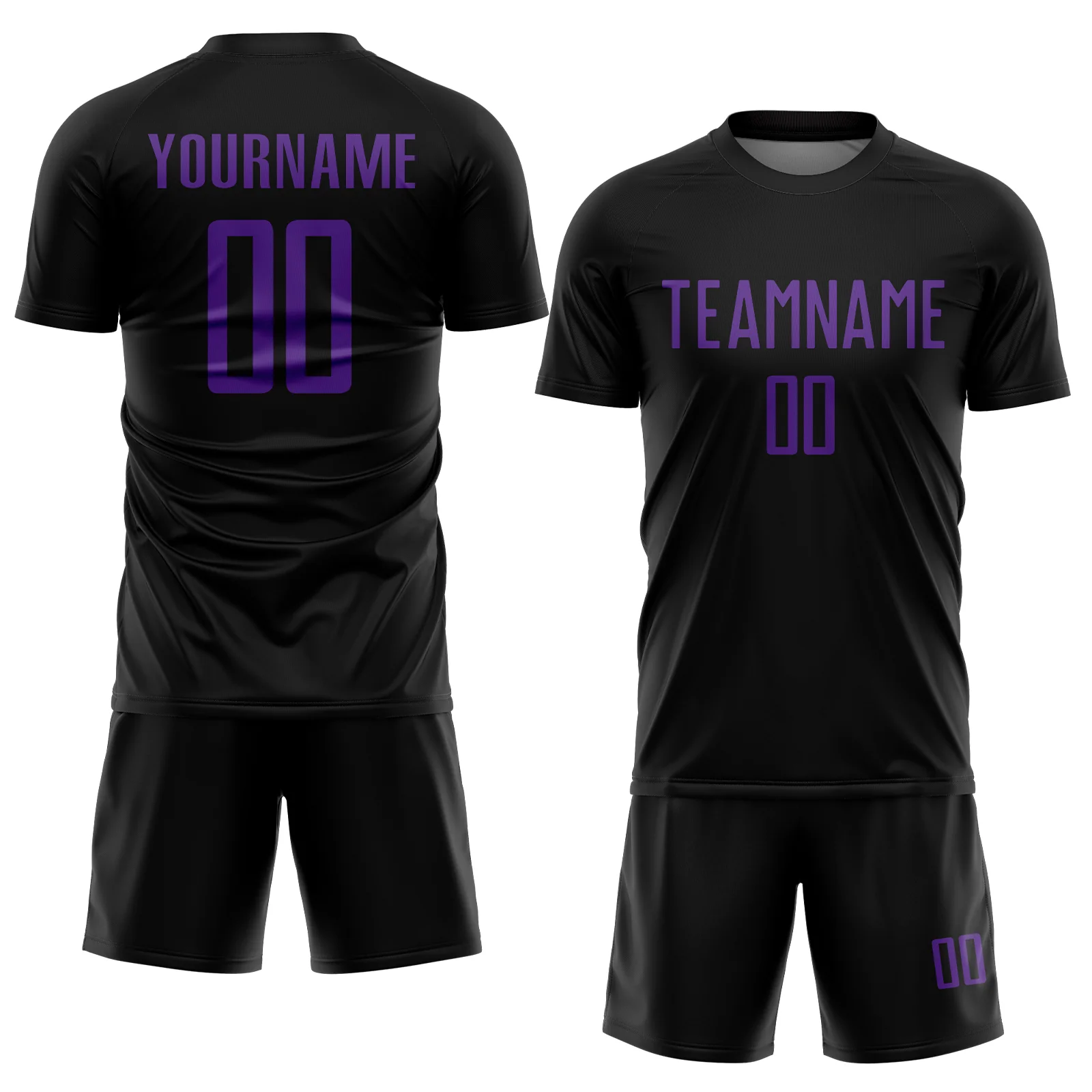 Custom Black Purple Sublimation Soccer Uniform Jersey - Image 2