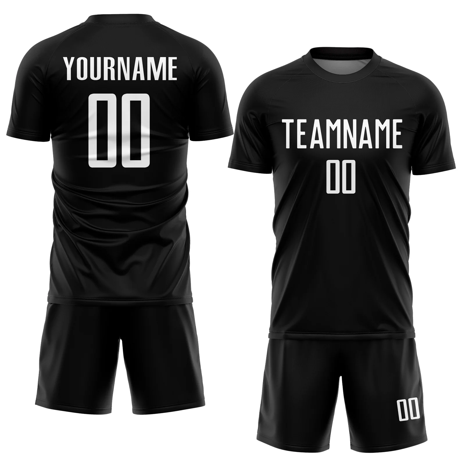 Custom Black White Sublimation Soccer Uniform Jersey - Image 2