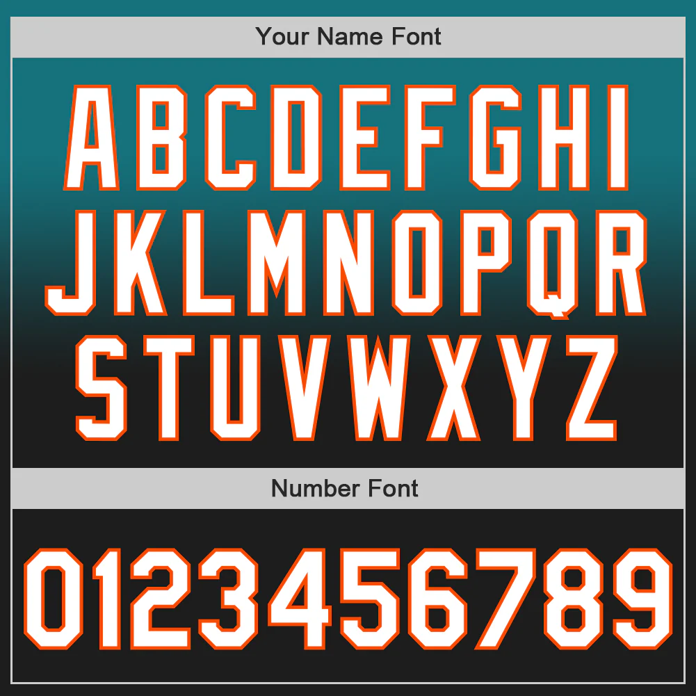 Custom Teal Black-Orange Authentic Fade Fashion Baseball Jersey - Image 5