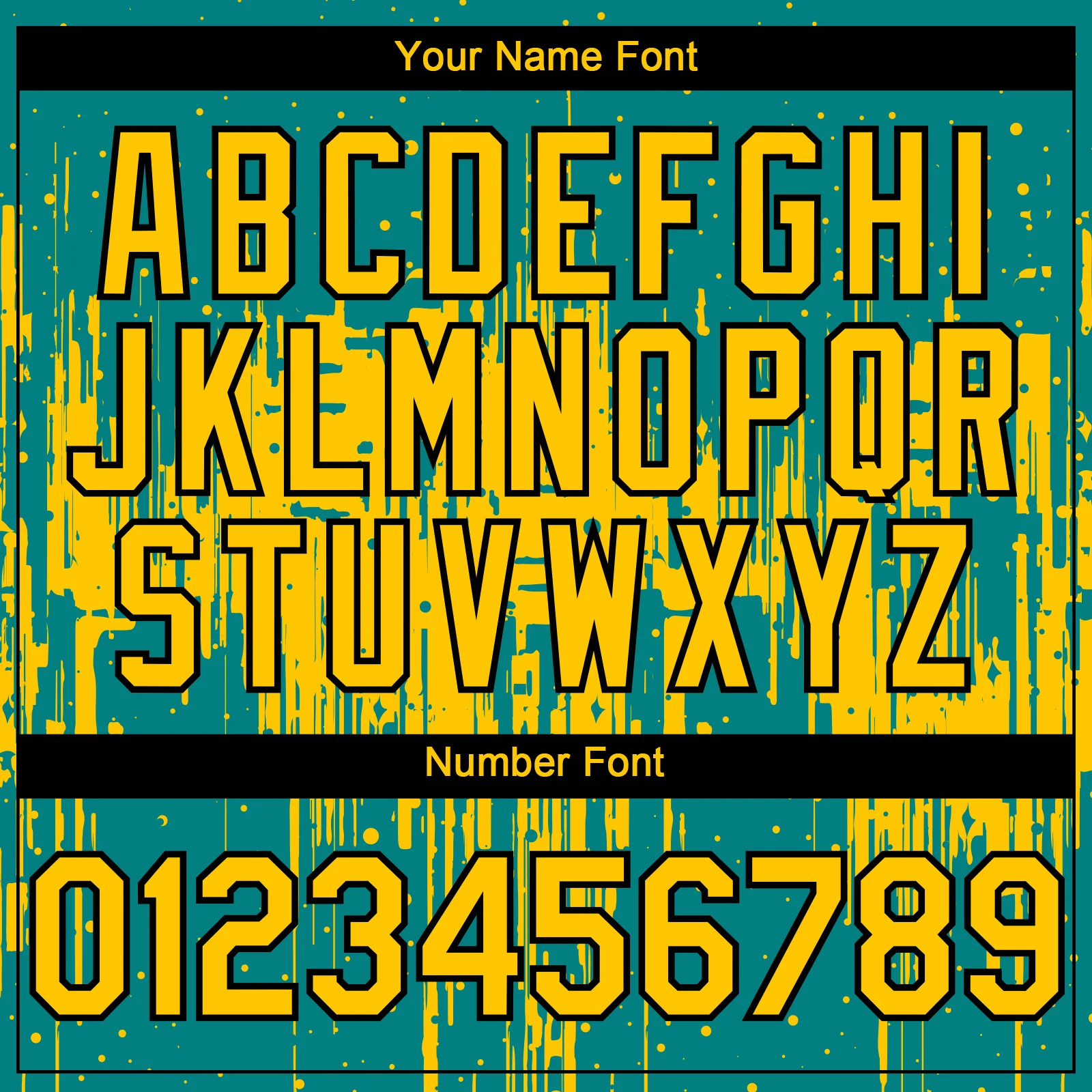Custom Teal Yellow-Black Dripping Splatter Paint Authentic Baseball Jersey - Image 5