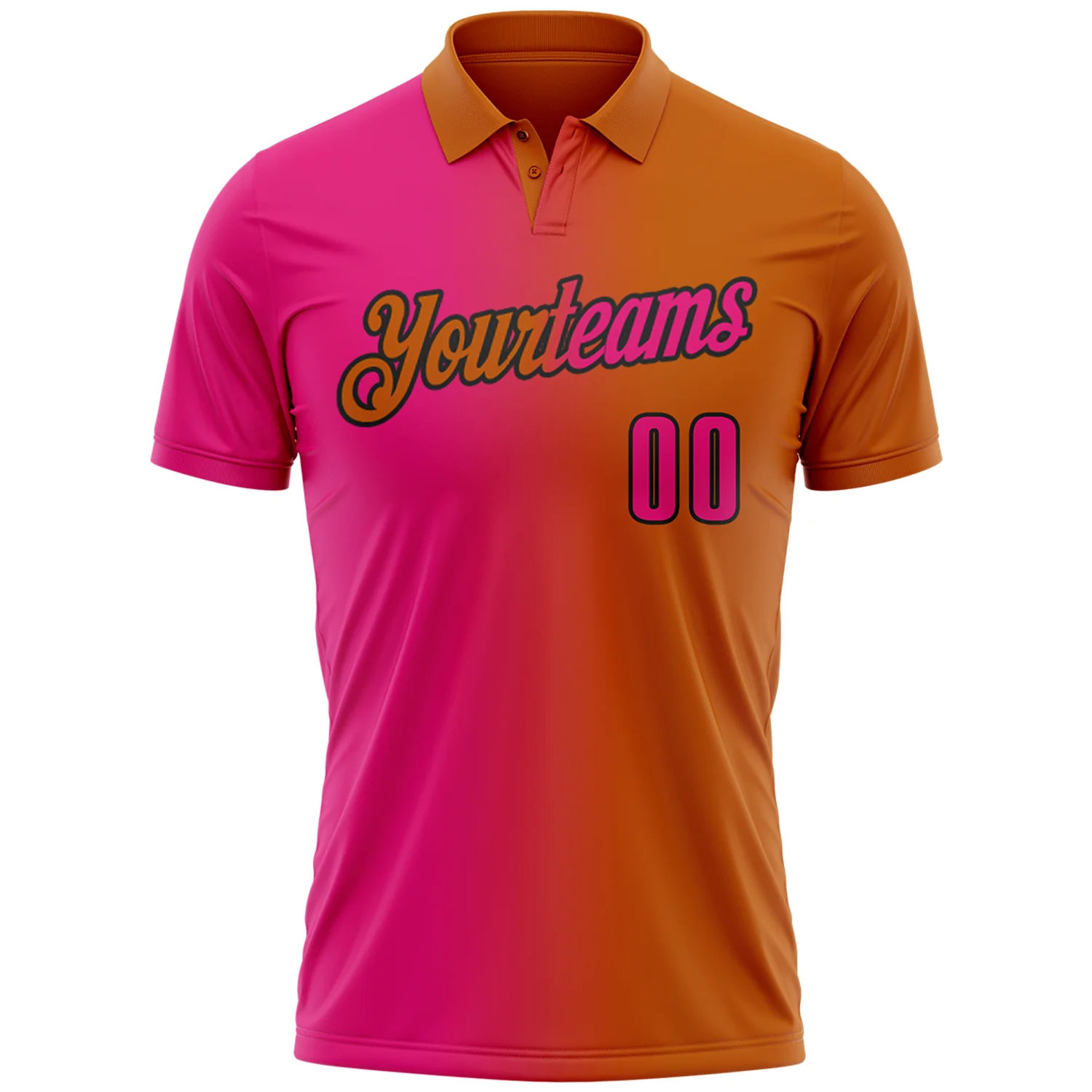 Custom Texas Orange Hot Pink-Black 3D Gradient Fashion Performance Polo Shirt - Image 2