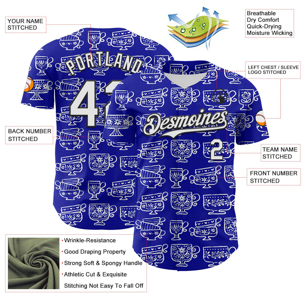 Custom Thunder Blue White-Black 3D Emi Bee Fika Mugs Authentic Baseball Jersey - Image 3
