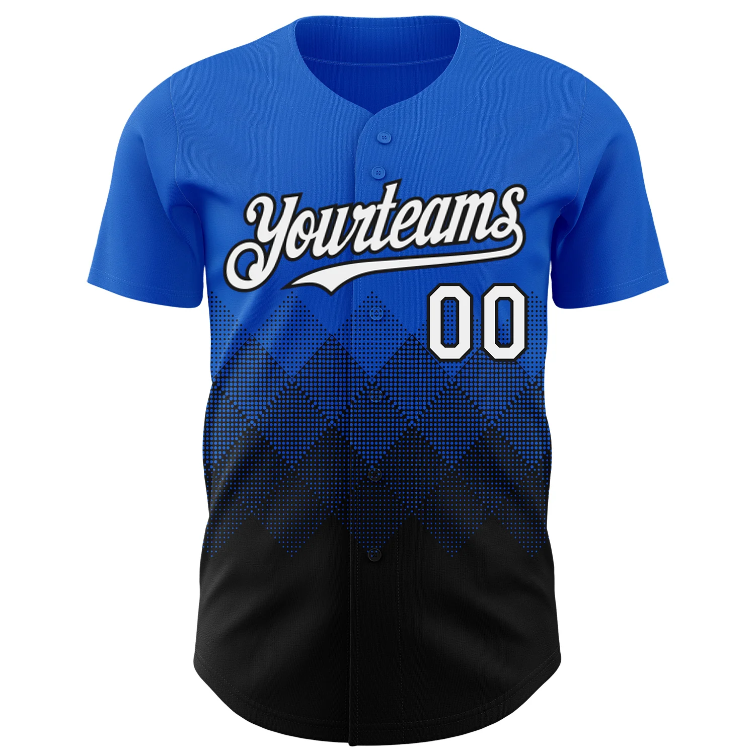 Custom Thunder Blue White-Black 3D Gradient Square Shape Authentic Baseball Jersey - Image 2