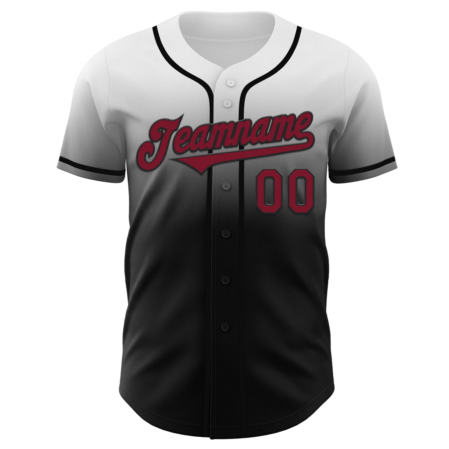 Custom White Crimson-Black Authentic Fade Fashion Baseball Jersey - Image 2