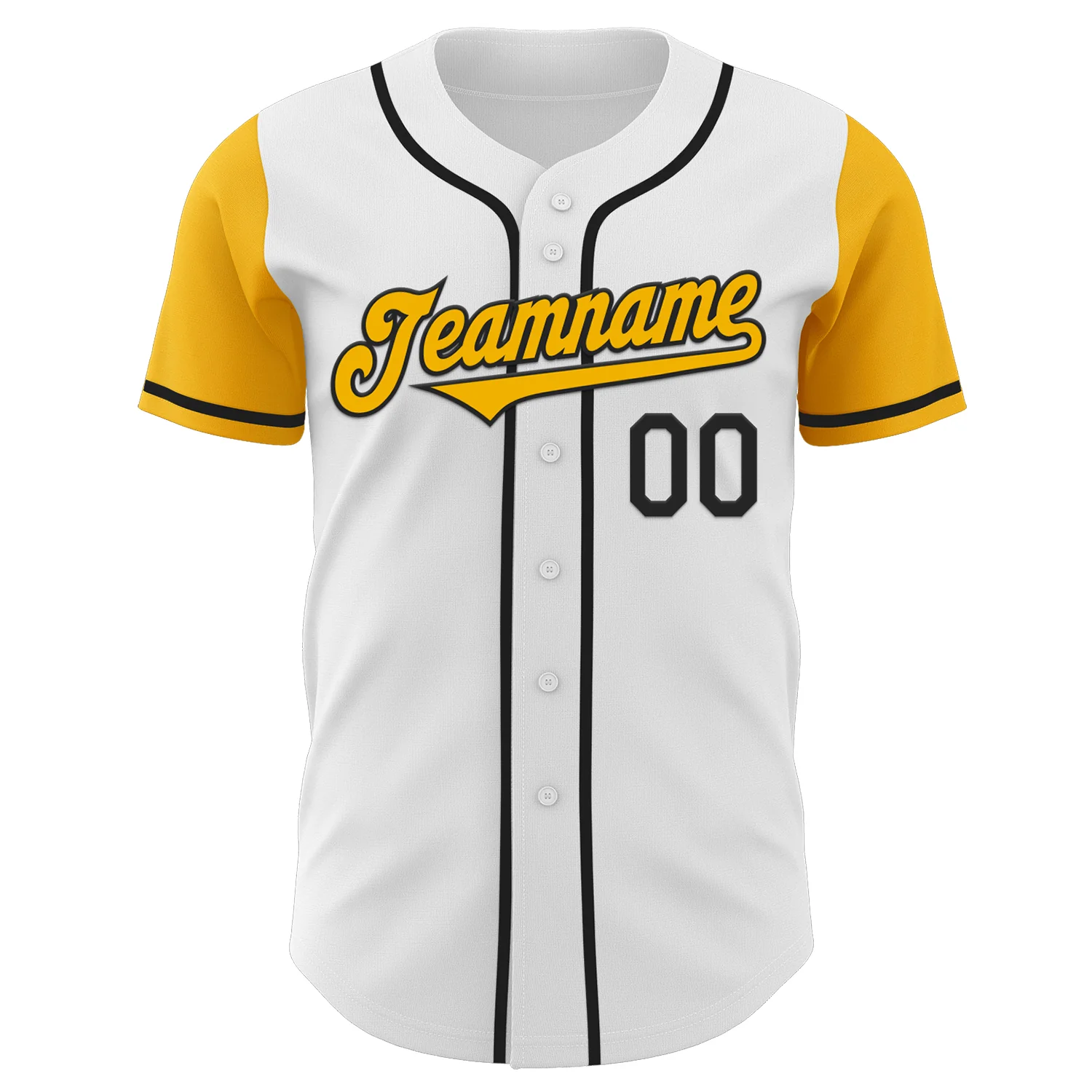 Custom White Gold-Black Authentic Two Tone Baseball Jersey - Image 2