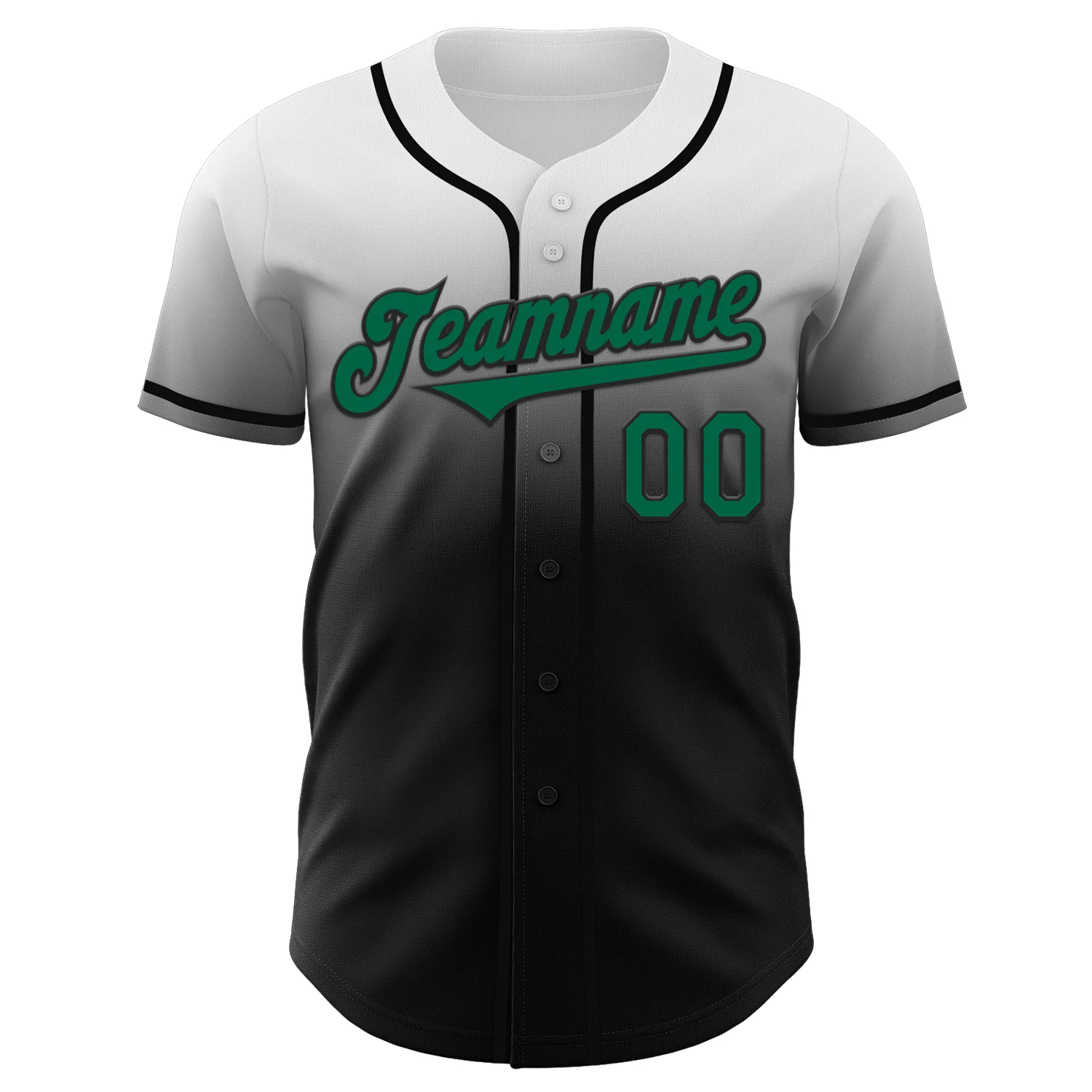 Custom White Kelly Green-Black Authentic Fade Fashion Baseball Jersey - Image 2
