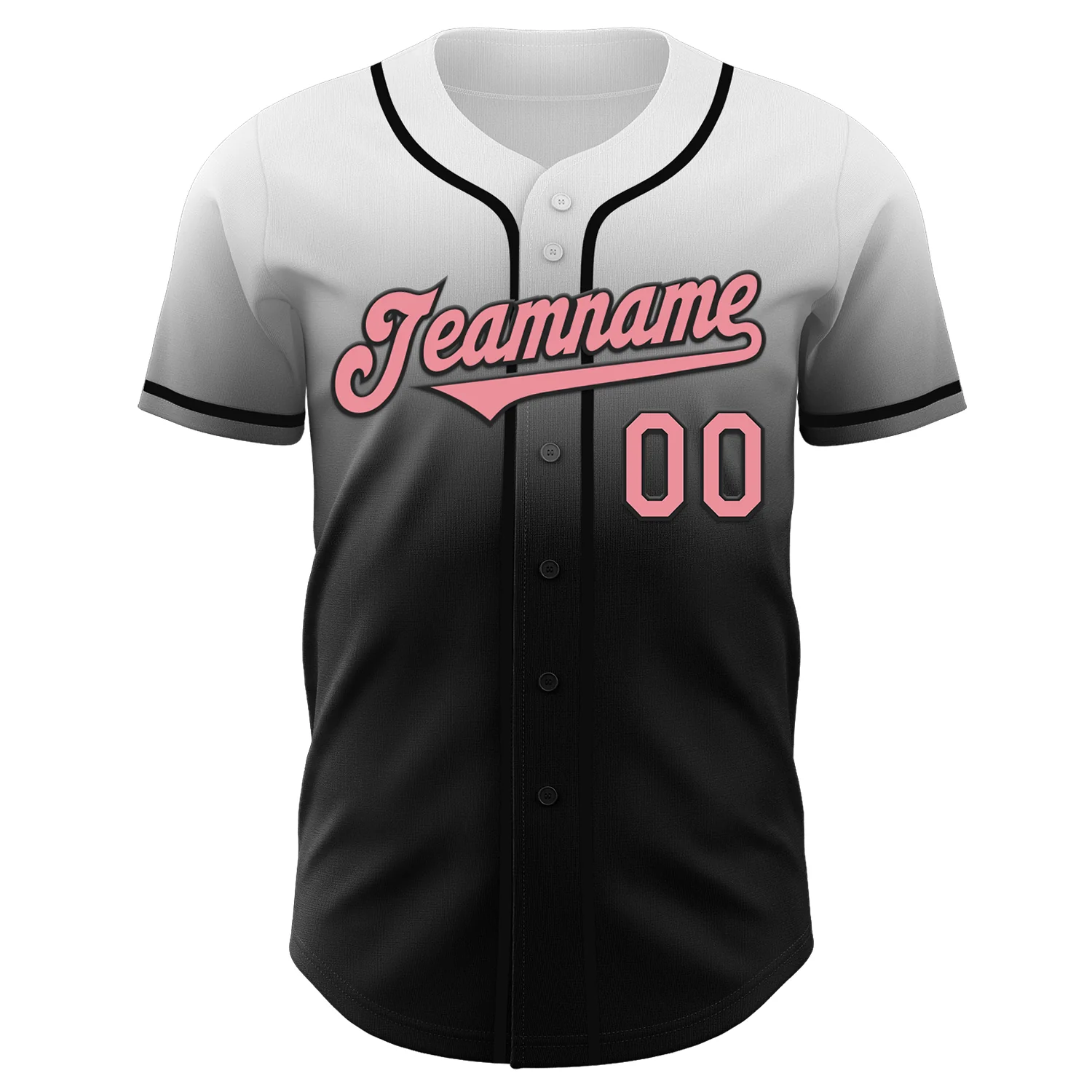Custom White Medium Pink-Black Authentic Fade Fashion Baseball Jersey - Image 2