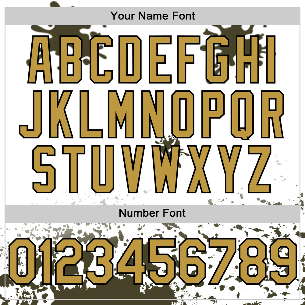 Custom White Old Gold Black-Olive Splatter Camo Two Tone Authentic Baseball Jersey - Image 5