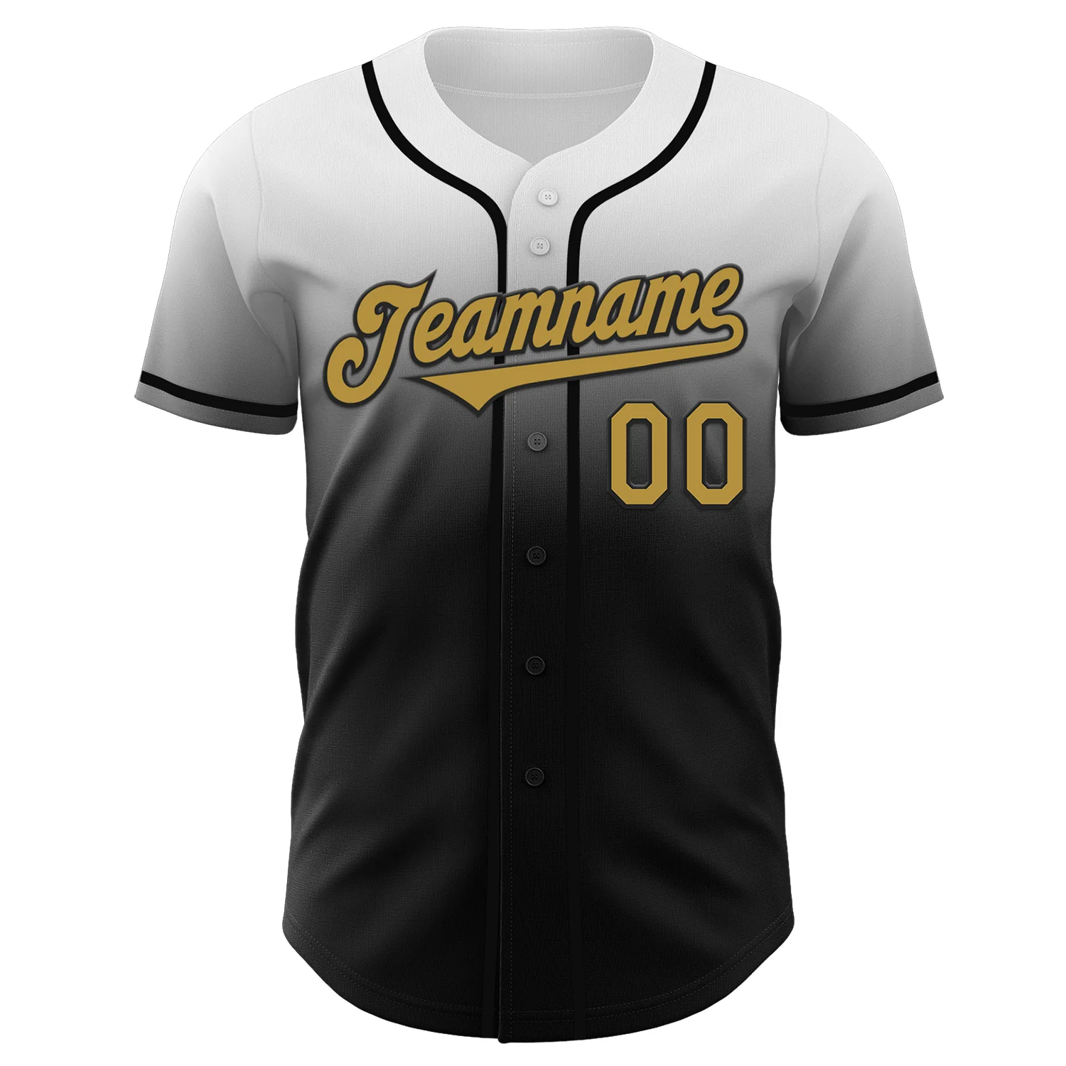 Custom White Old Gold-Black Authentic Fade Fashion Baseball Jersey - Image 2