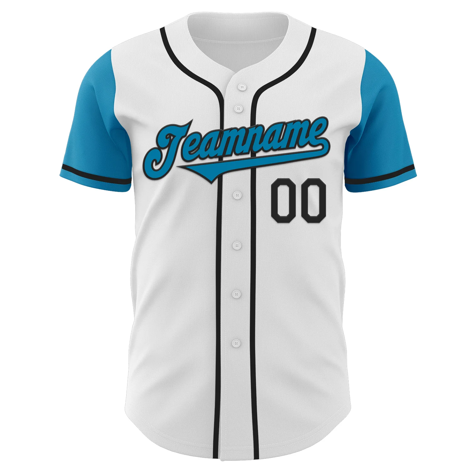 Custom White Panther Blue-Black Authentic Two Tone Baseball Jersey - Image 2