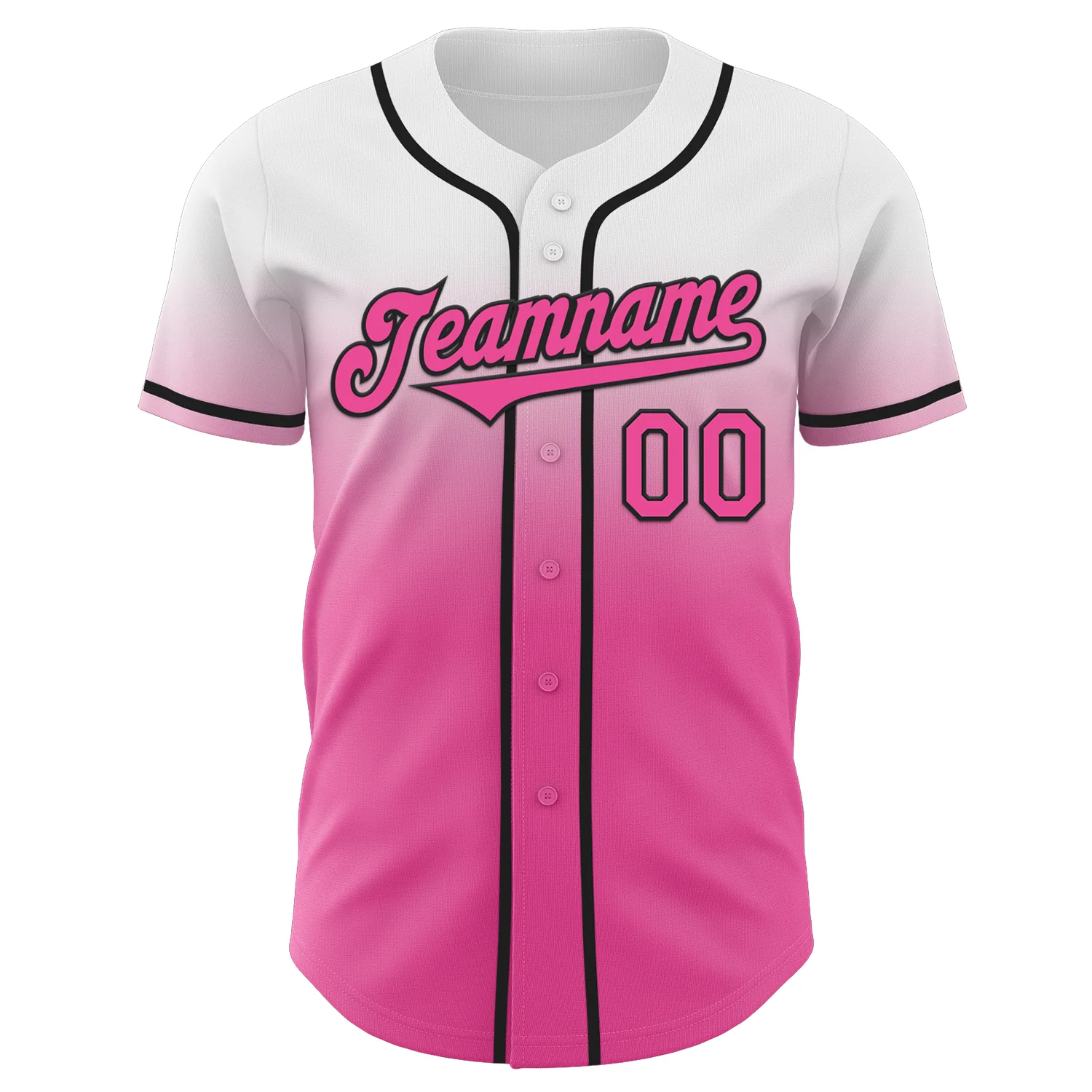 Custom White Pink-Black Authentic Fade Fashion Baseball Jersey - Image 2