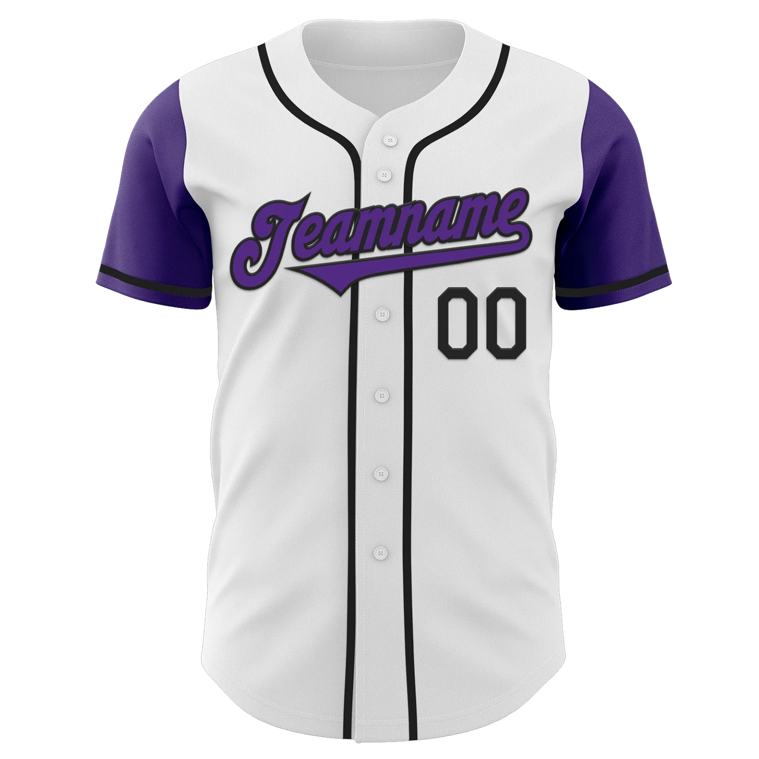 Custom White Purple-Black Authentic Two Tone Baseball Jersey - Image 2