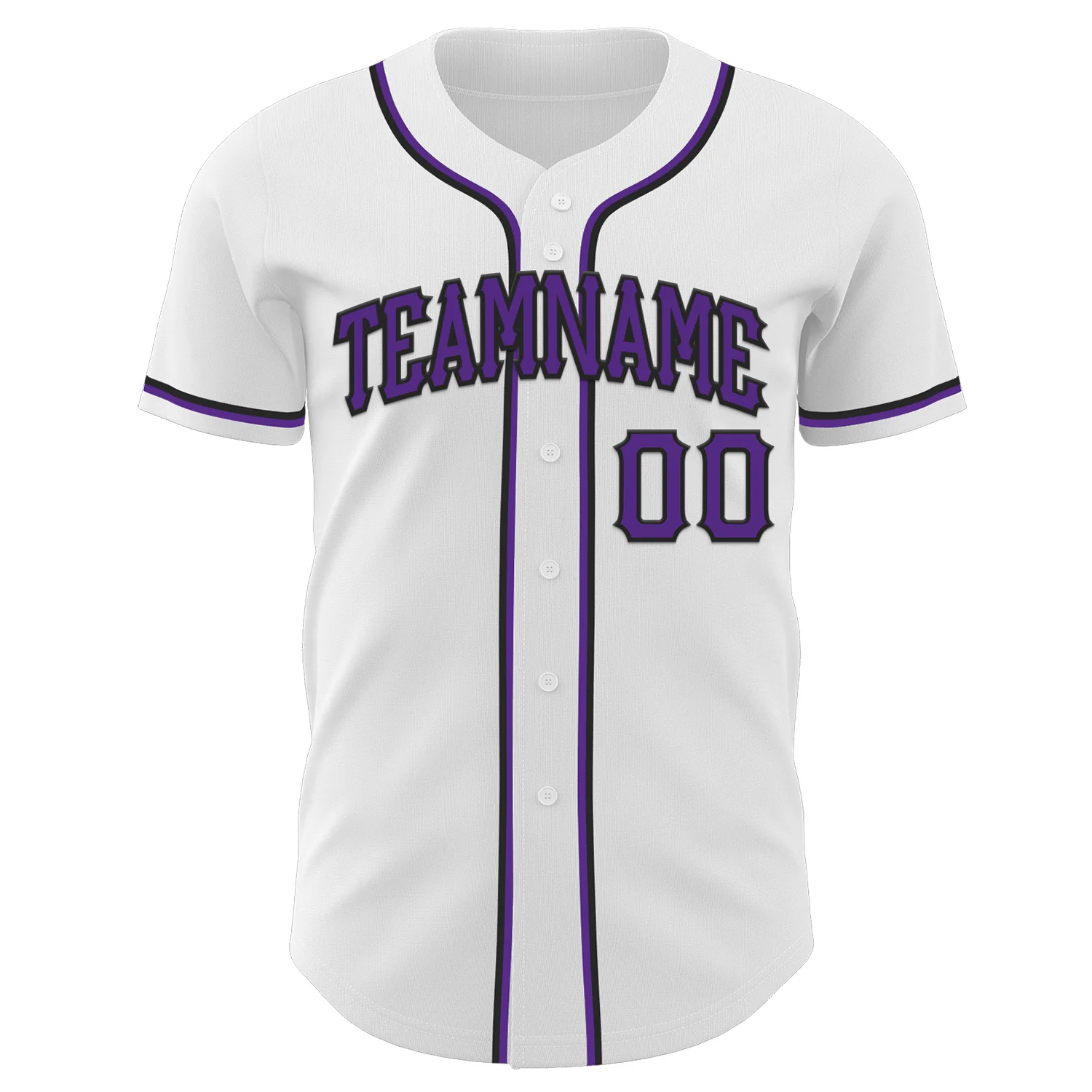Custom White Purple-Black Authentic Baseball Jersey - Image 2