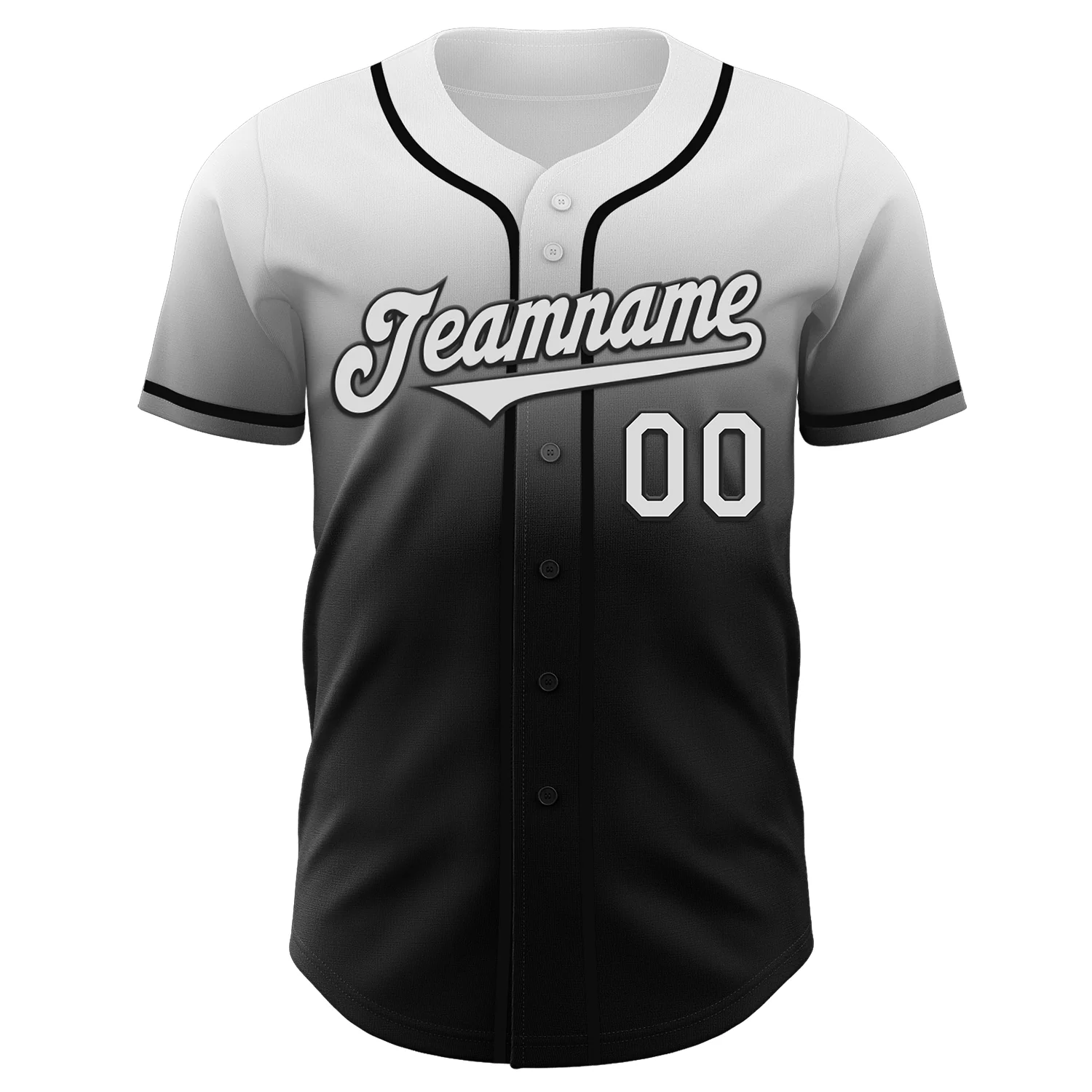 Custom White Black Authentic Fade Fashion Baseball Jersey - Image 2