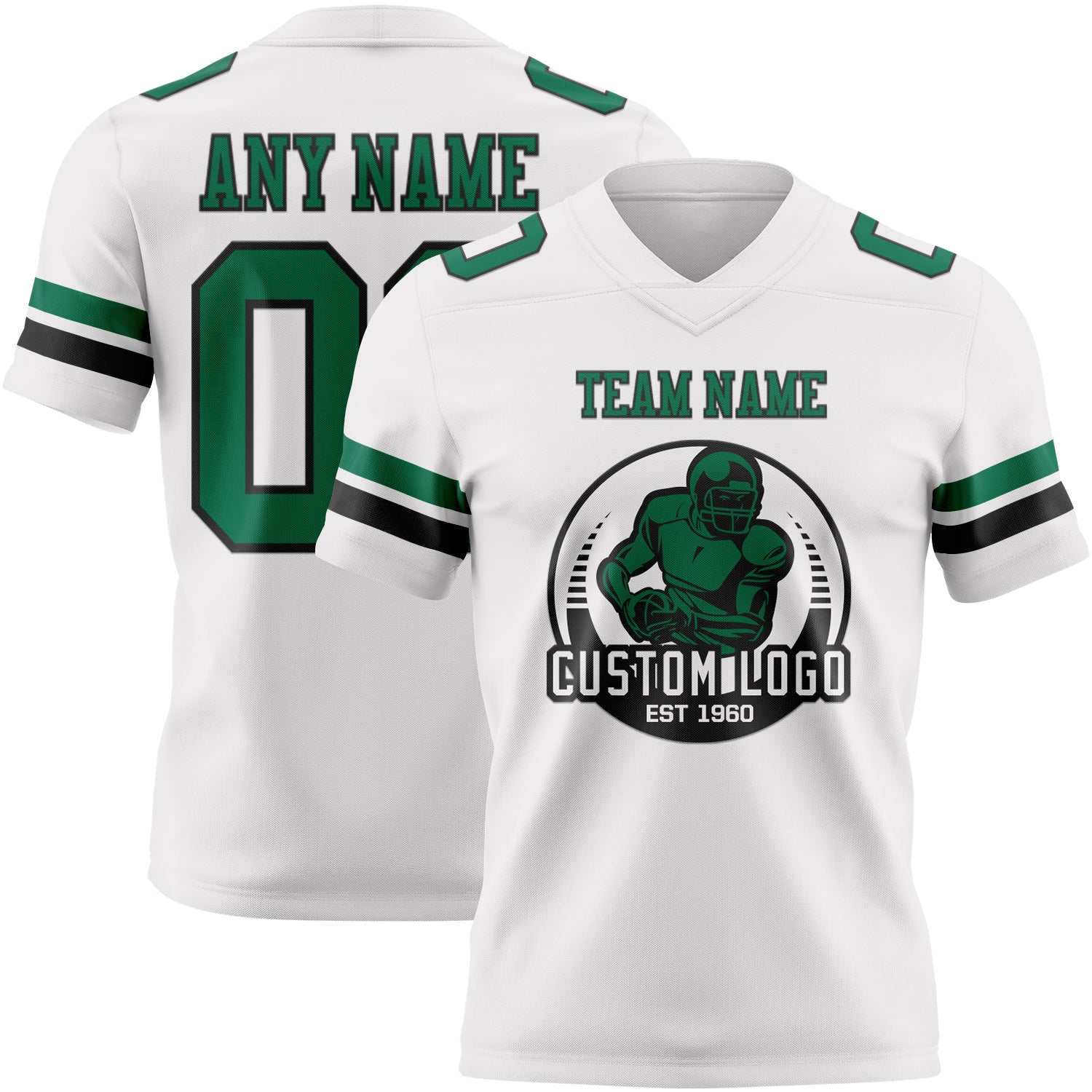 Custom White Kelly Green-Black Authentic Football Jersey - Image 2
