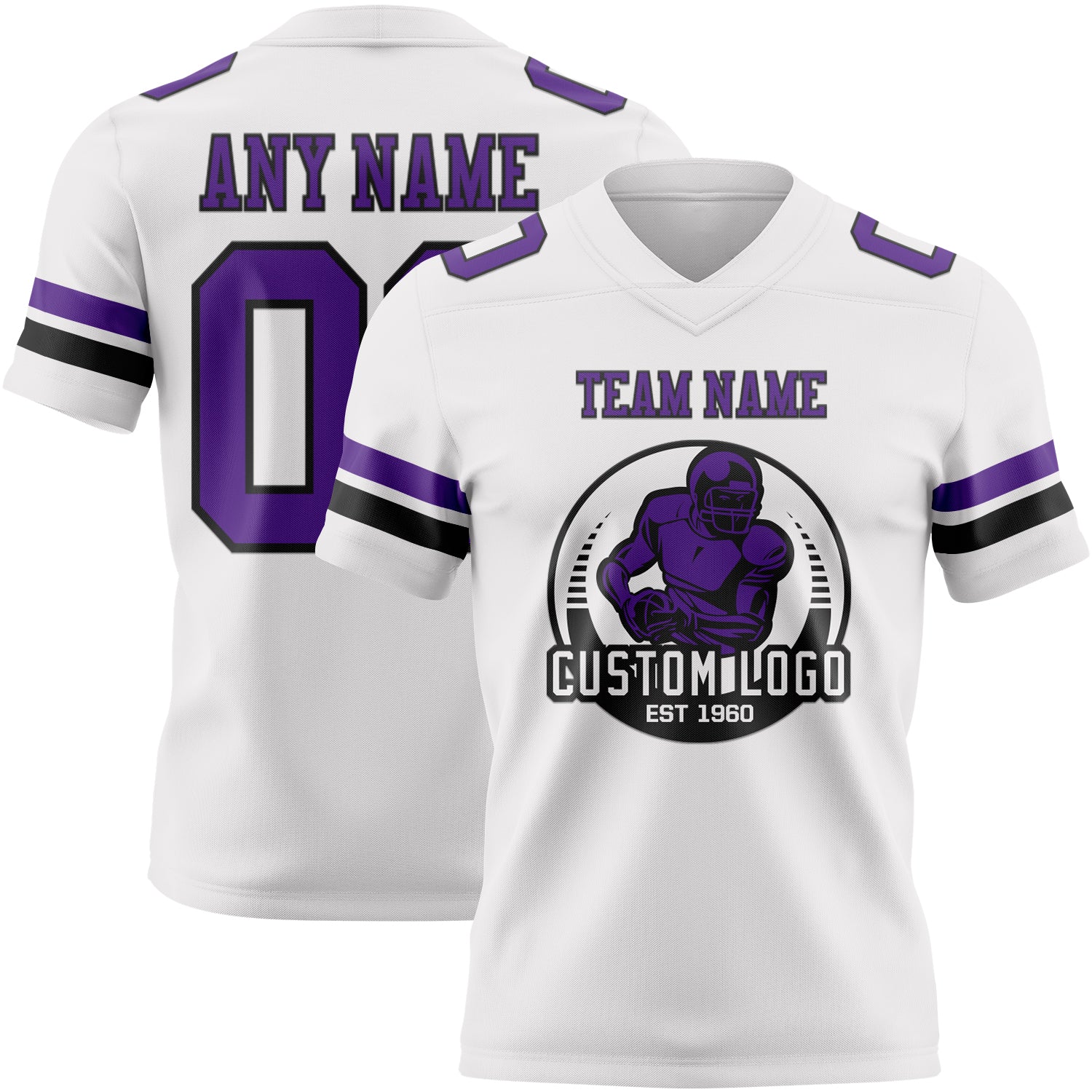 Custom White Purple-Black Authentic Football Jersey - Image 2