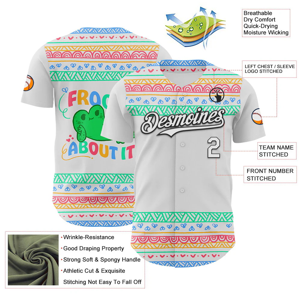 Custom White Black 3D Emi Bee Froget About It Authentic Baseball Jersey - Image 3