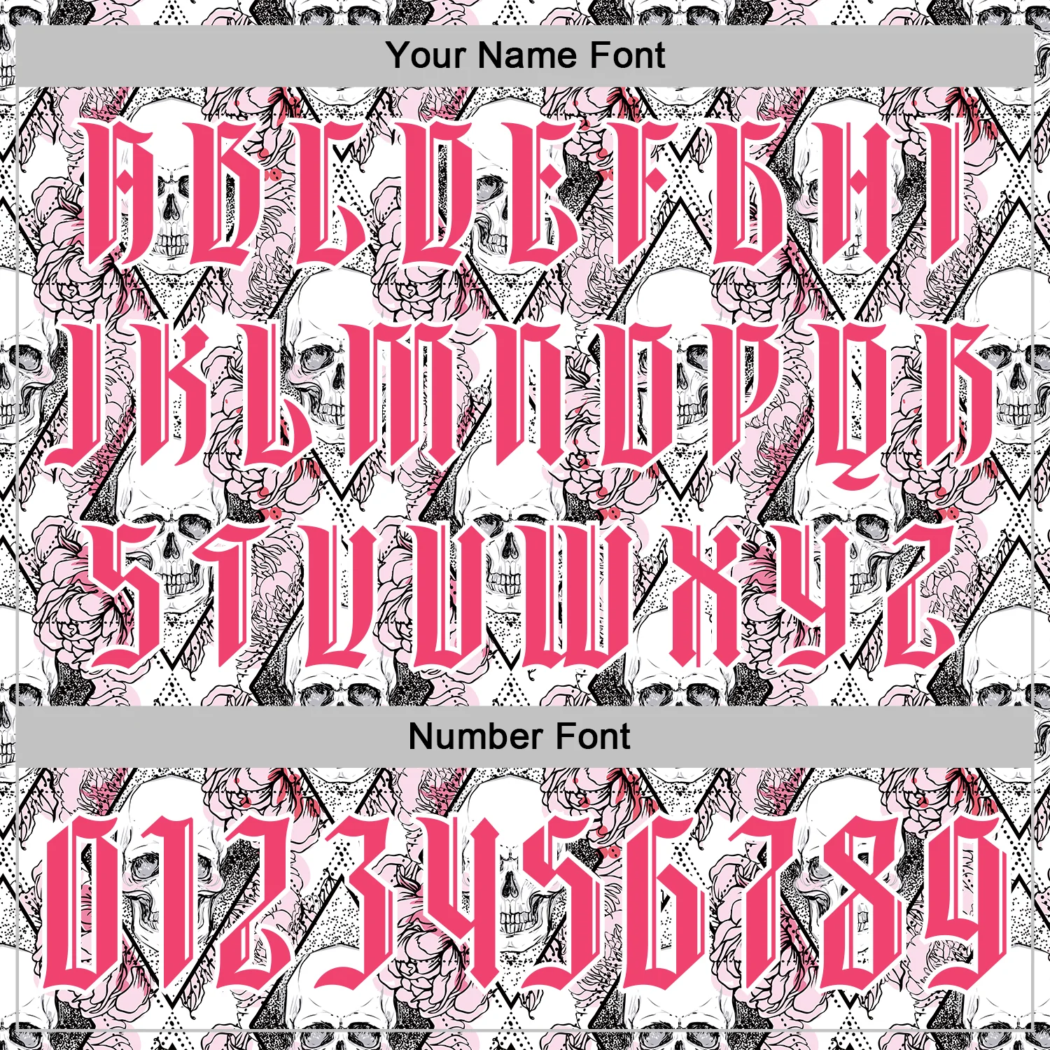 Custom White Neon Pink-Black 3D Skull Roses Gothic Geometic Diamond Grid Sports Pullover Sweatshirt Hoodie - Image 4