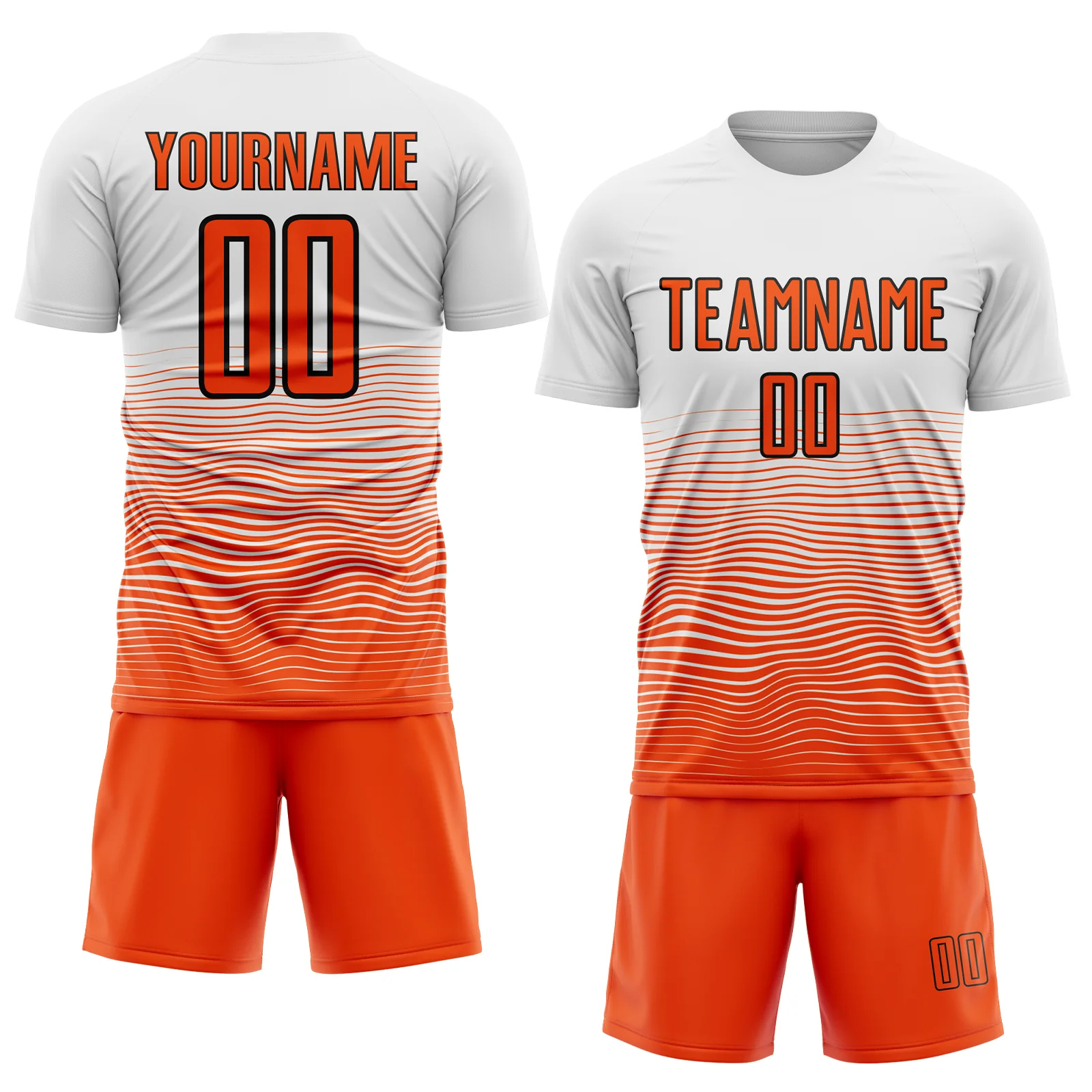 Custom White Orange-Black Gradient Line Sublimation Soccer Uniform Jersey - Image 2
