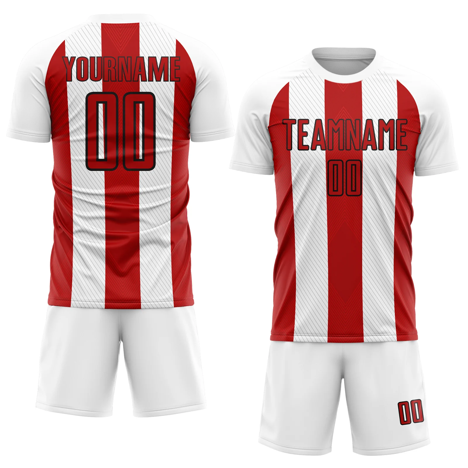 Custom White Red-Black Line Sublimation Soccer Uniform Jersey - Image 2