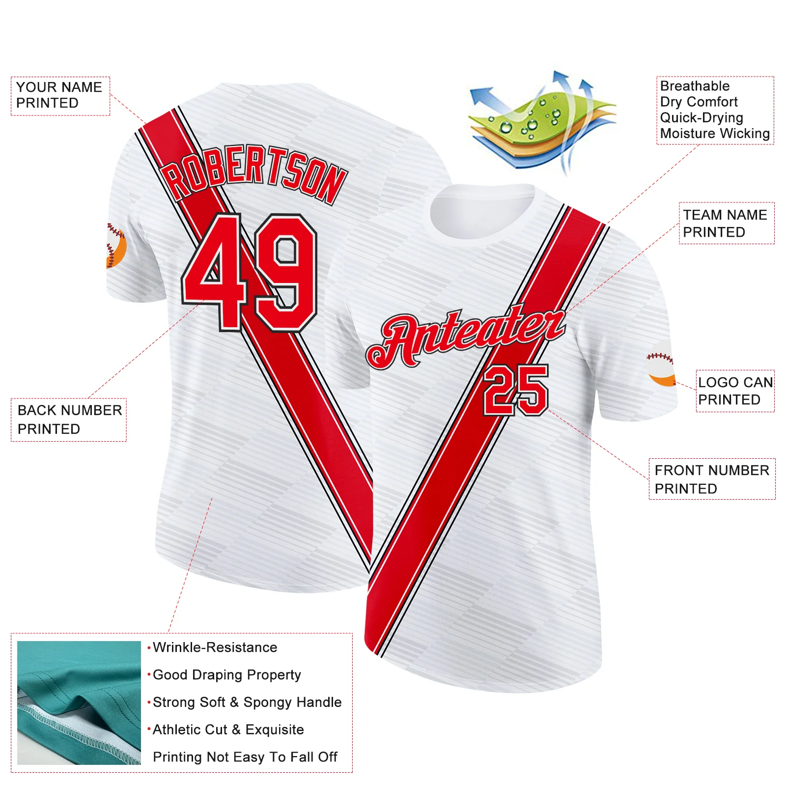 Custom White Fire Red-Black Canada Line Soccer Jersey Performance T-Shirt - Image 2