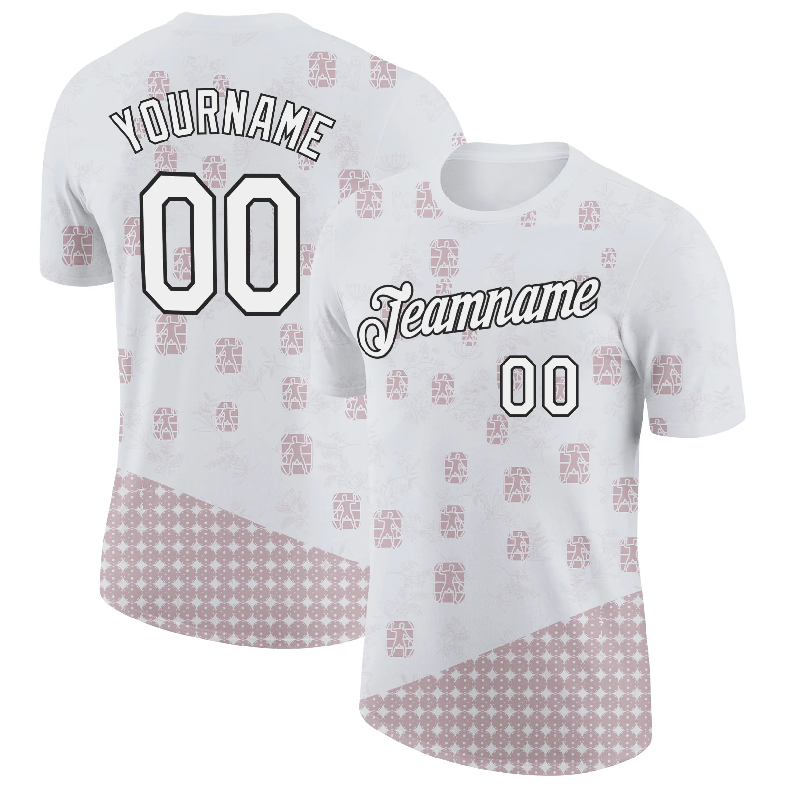 Custom White Black 3D Pickleball Paddles Balls Performance T-Shirt