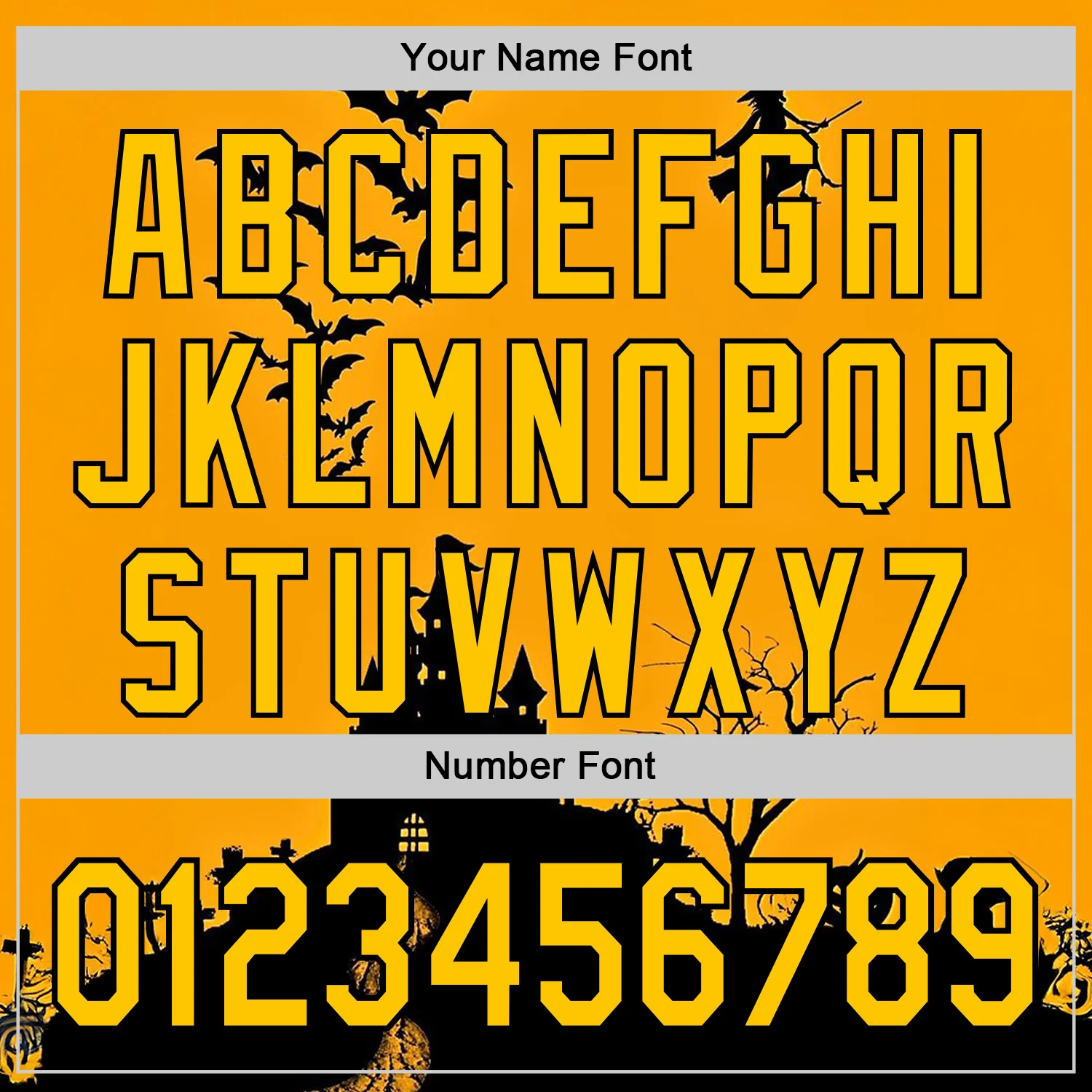 Custom Yellow Black 3D Halloween Spooky Pumpkin Bat Authentic Baseball Jersey - Image 5