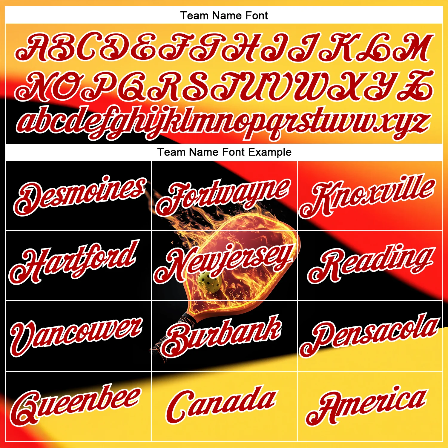 Custom Yellow Red Black-White 3D Flame Pickleball Paddles Balls Performance T-Shirt - Image 3