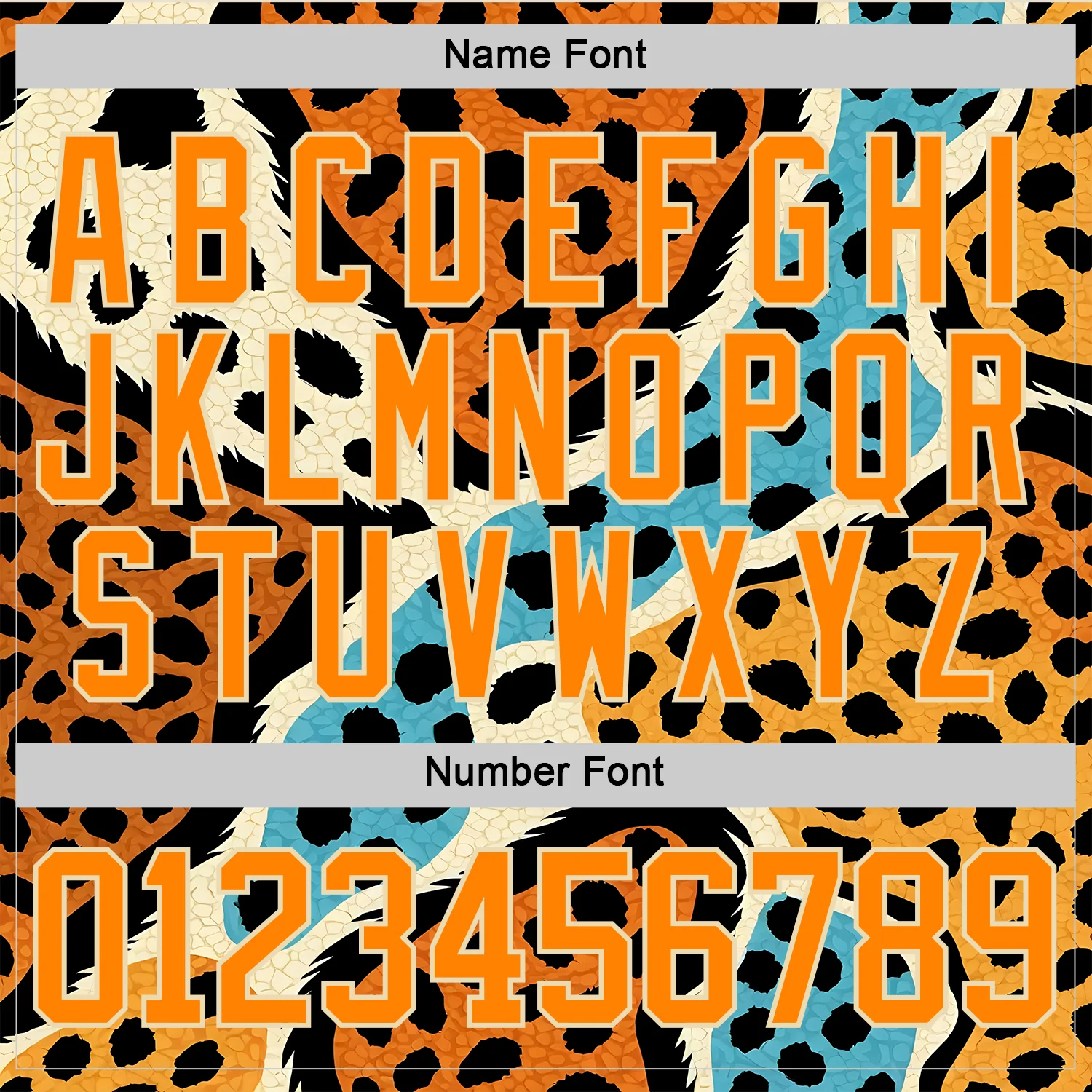 Custom Bay Orange Blue Black-Cream Animal Print Hockey Lace Neck Jersey - Image 7