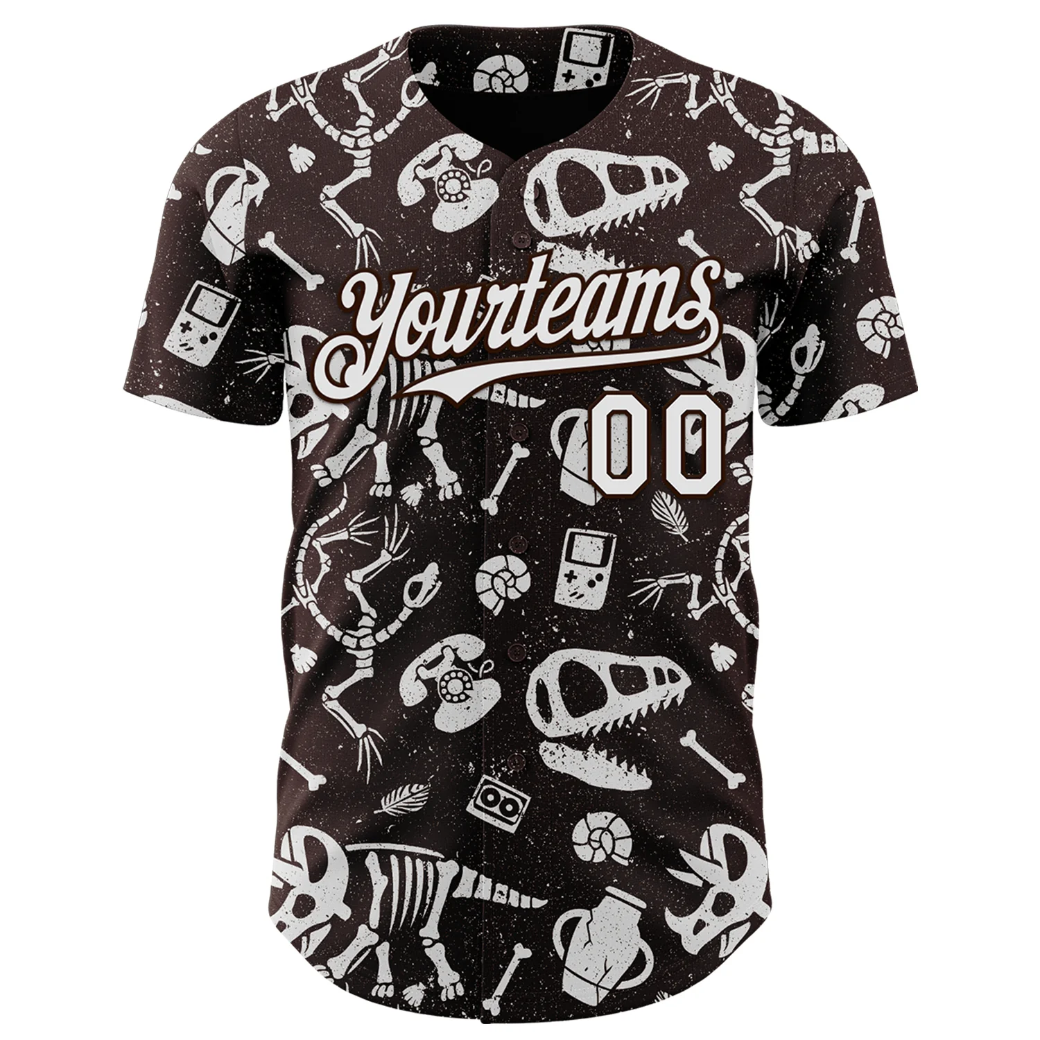 Custom Brown White-Brown 3D Tobe Fonseca Dinosaurs Fossils Vintage Technology Authentic Baseball Jersey - Image 2