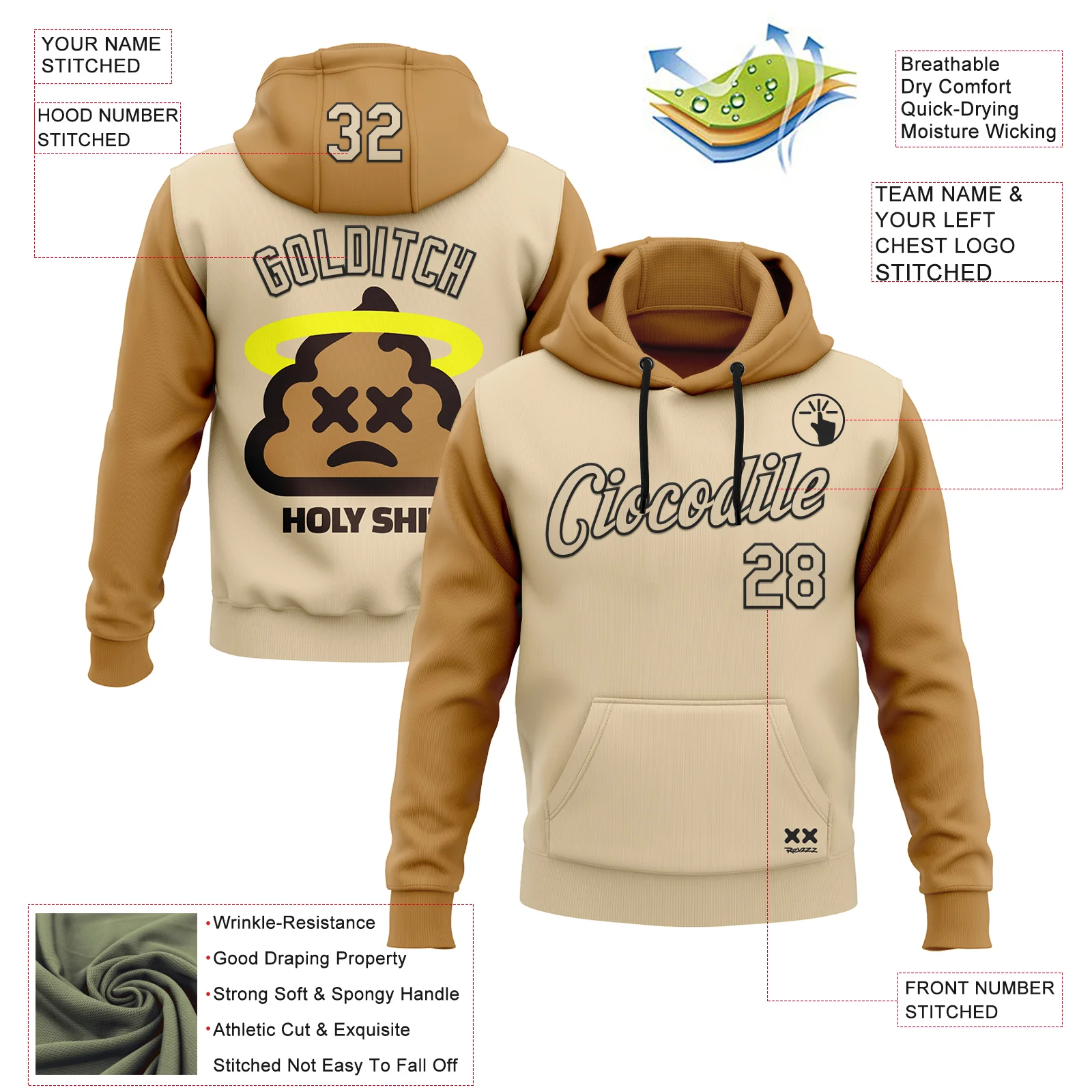 Custom Stitched City Cream Brown-Black 3D Revzzz Holyshit Sports Pullover Sweatshirt Hoodie - Image 2