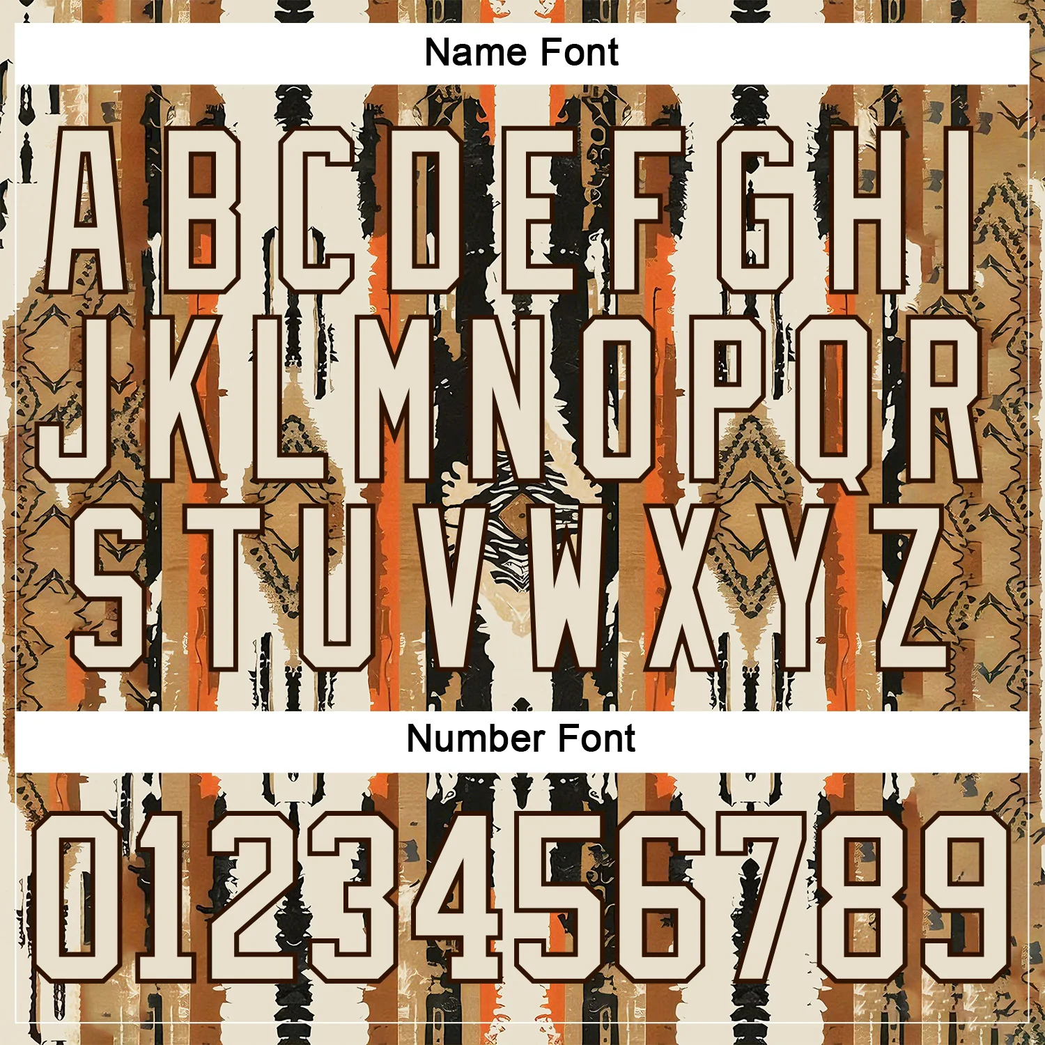 Custom Cream Brown Orange-Black Tribal Indigenous Grunge Splash Hockey Lace Neck Jersey - Image 7