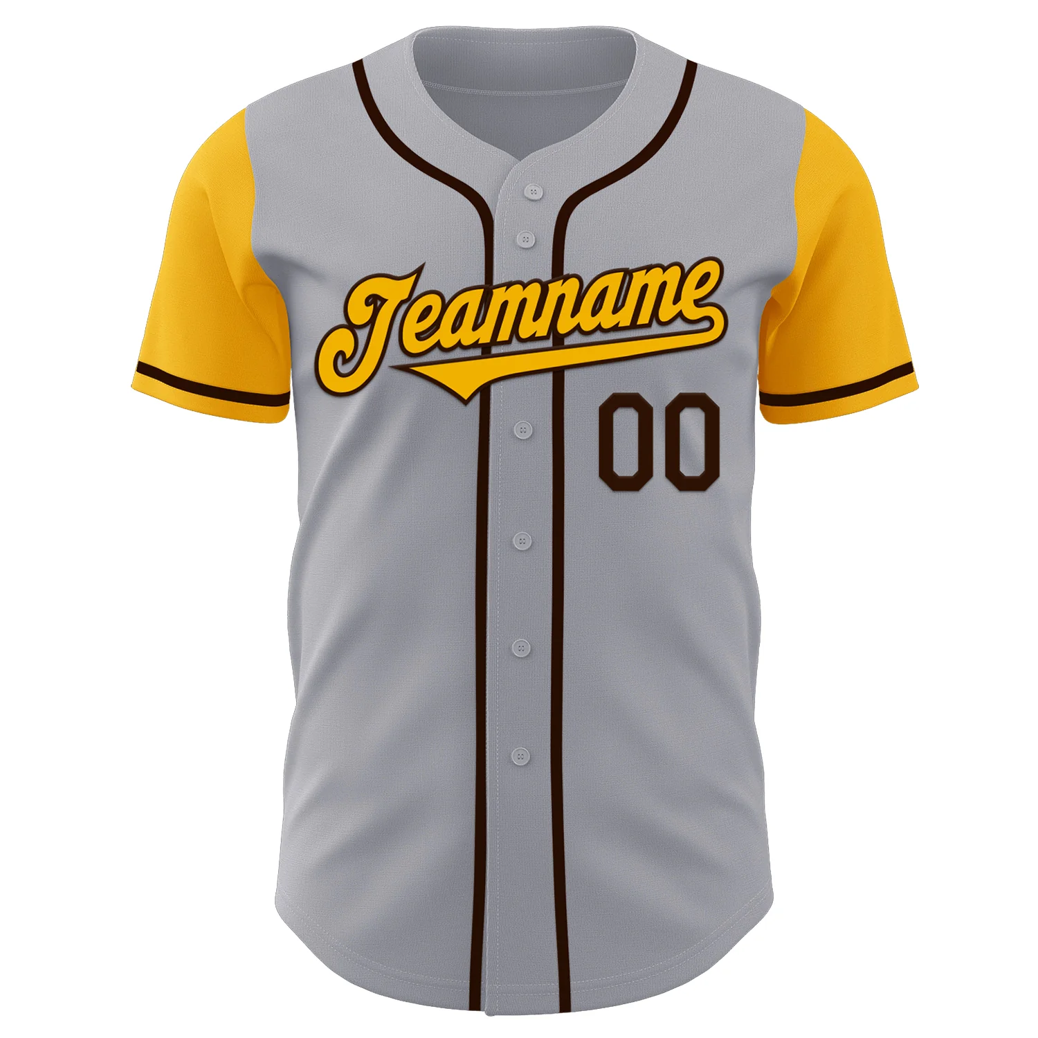 Custom Gray Gold-Brown Authentic Two Tone Baseball Jersey - Image 2