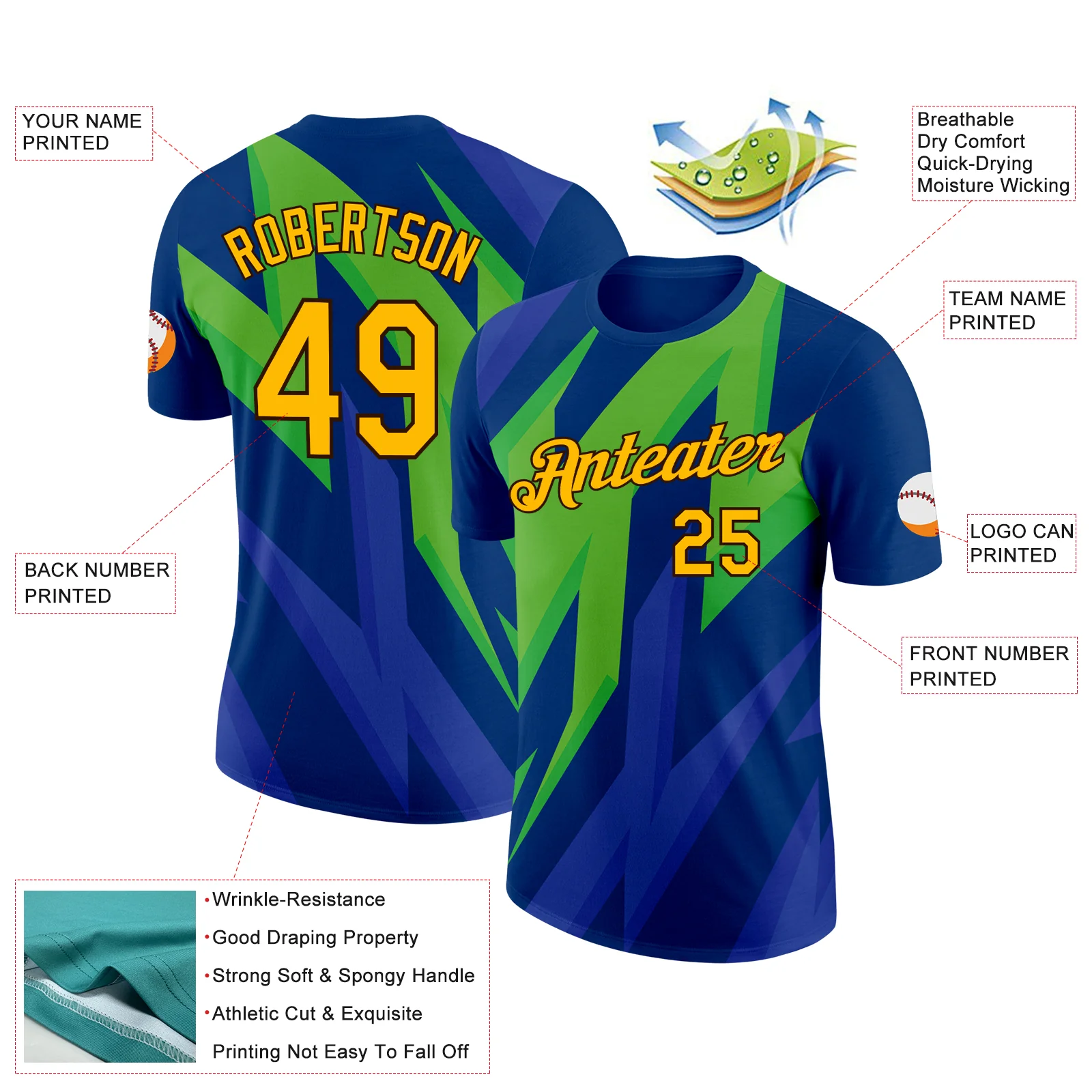 Custom US Navy Blue Gold-Brown 3D Esports Performance T-Shirt - Image 2