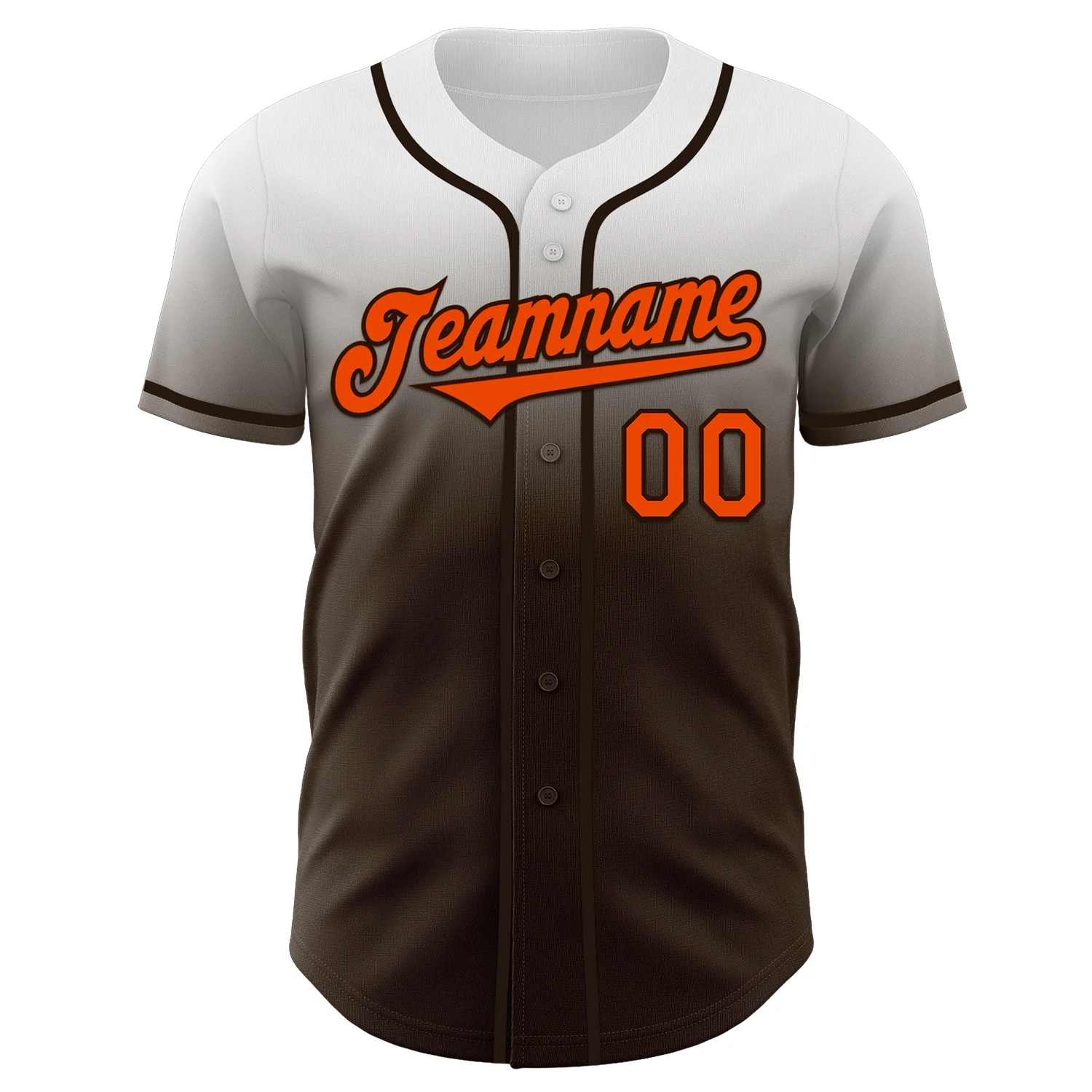 Custom White Orange-Brown Authentic Fade Fashion Baseball Jersey - Image 2