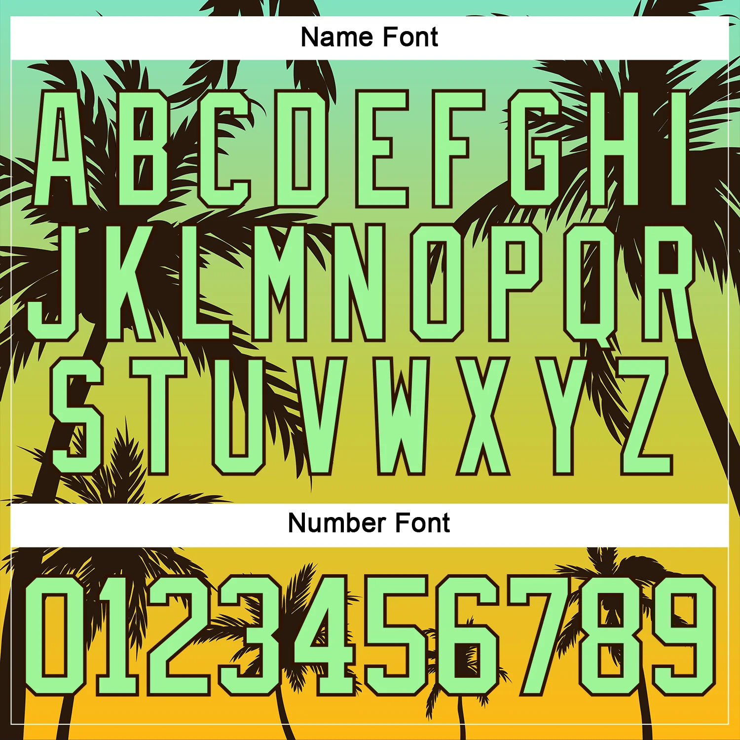 Custom Yellow Pea Green-Brown Gradient Hawaii Tropical Palm Trees Hockey Lace Neck Jersey - Image 5