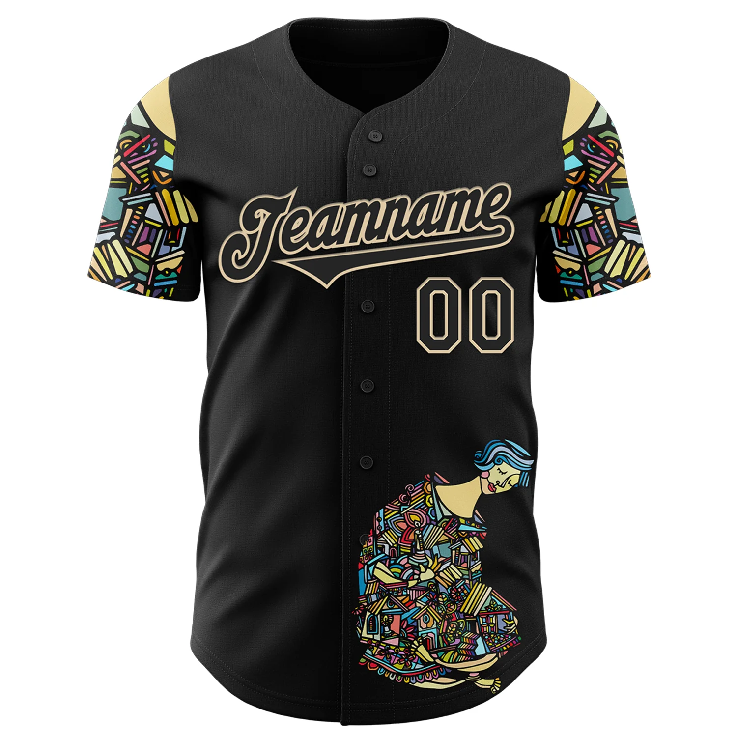 Custom Black City Cream Ninhol Home Authentic Baseball Jersey - Image 2