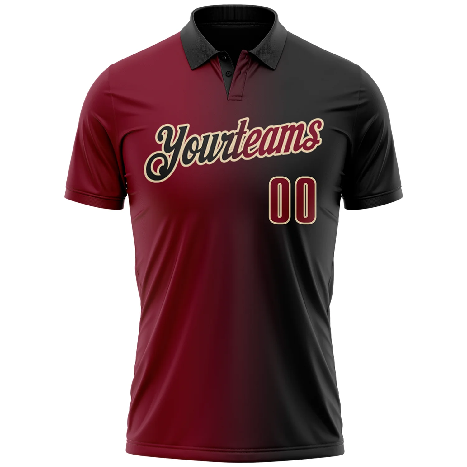 Custom Black Crimson-City Cream 3D Gradient Fashion Performance Polo Shirt - Image 2