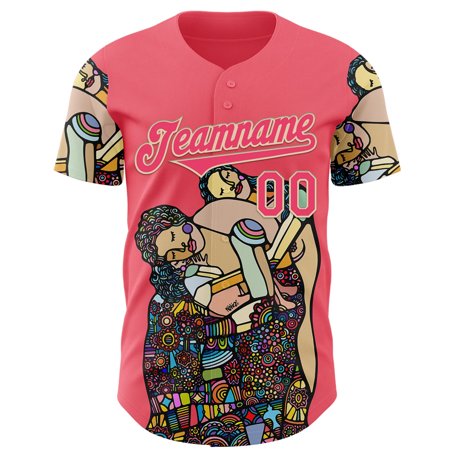 Custom Neon Pink City Cream Ninhol Fam Authentic Baseball Jersey - Image 2