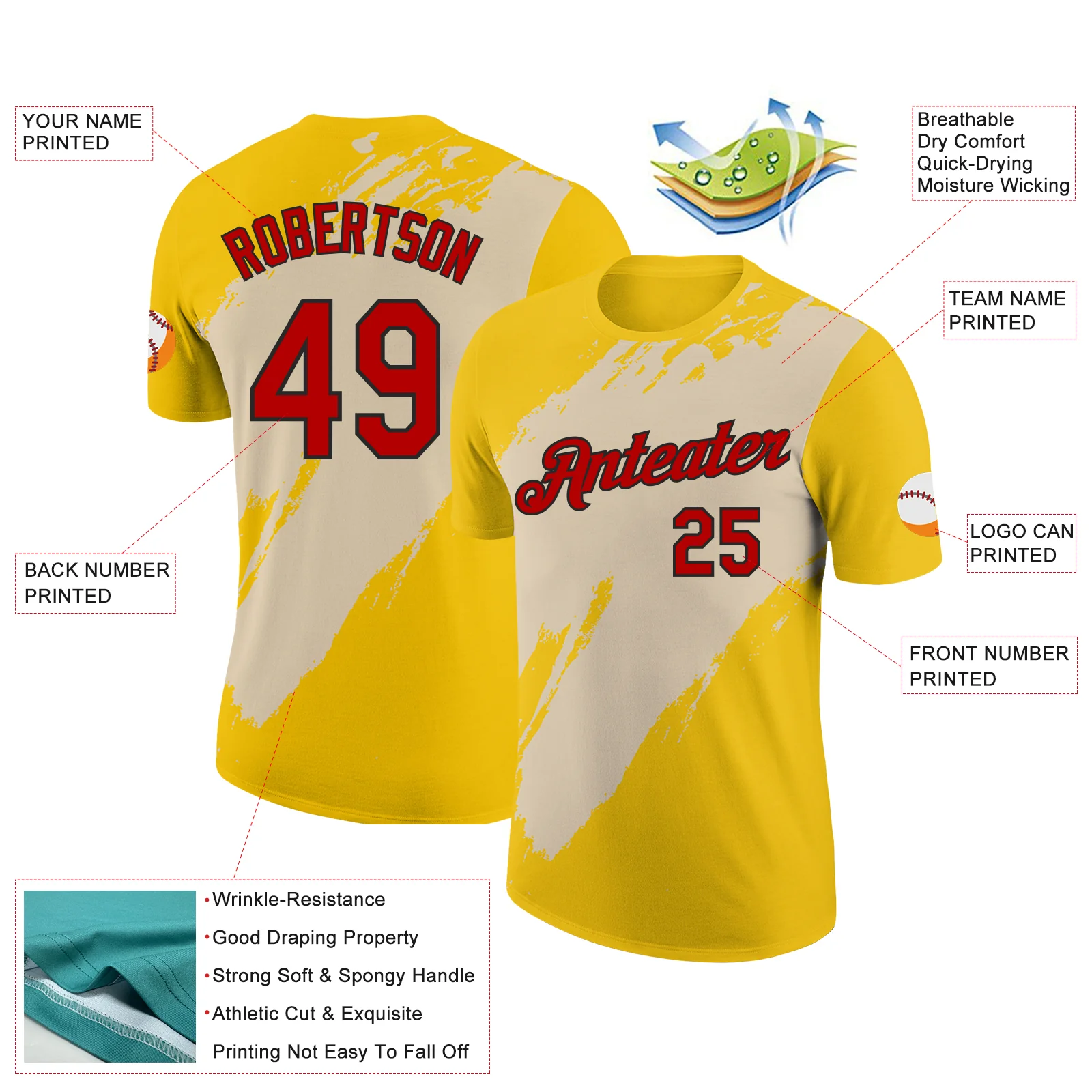 Custom Yellow Red City Cream-Black 3D Esports Performance T-Shirt - Image 2