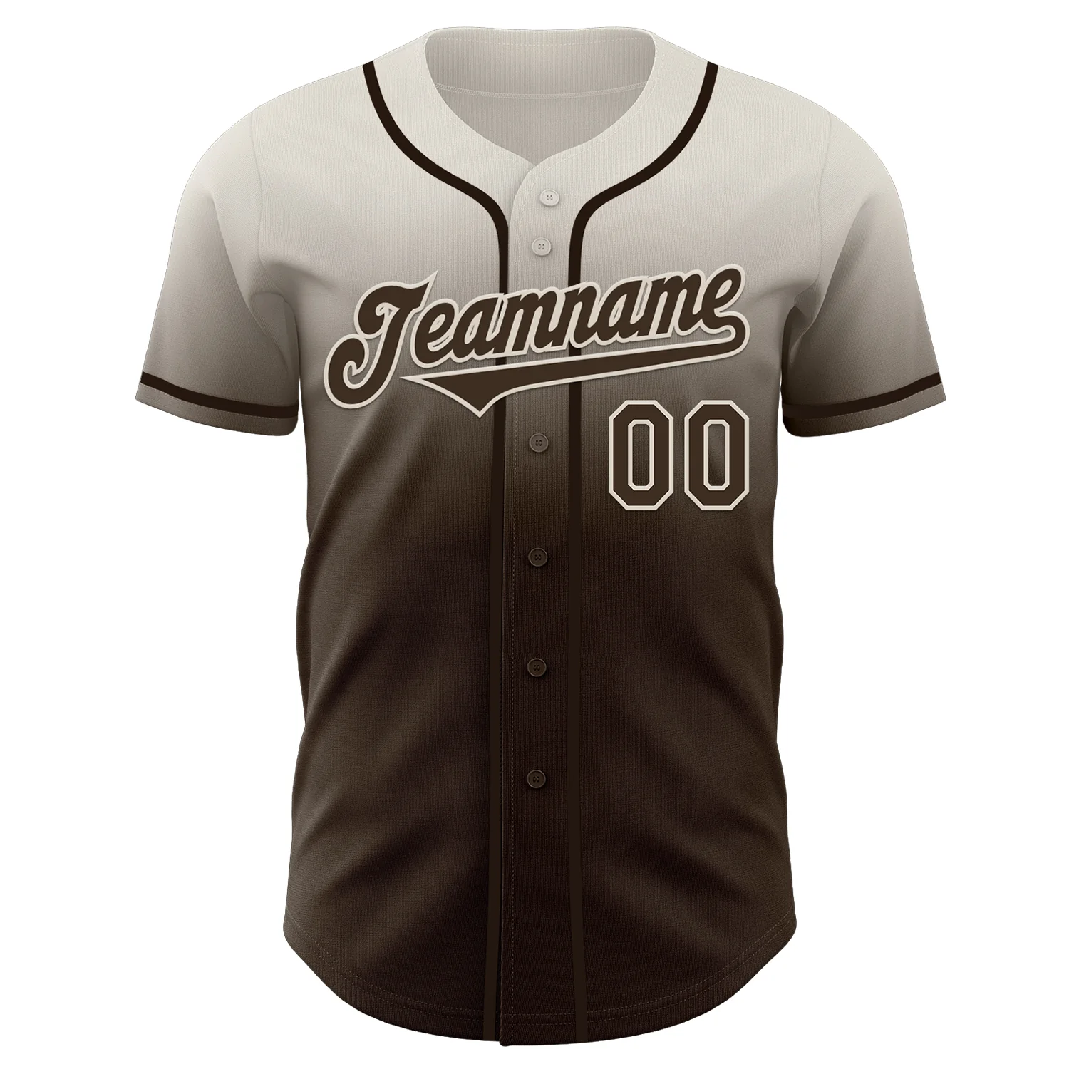 Custom Cream Brown Authentic Fade Fashion Baseball Jersey - Image 2