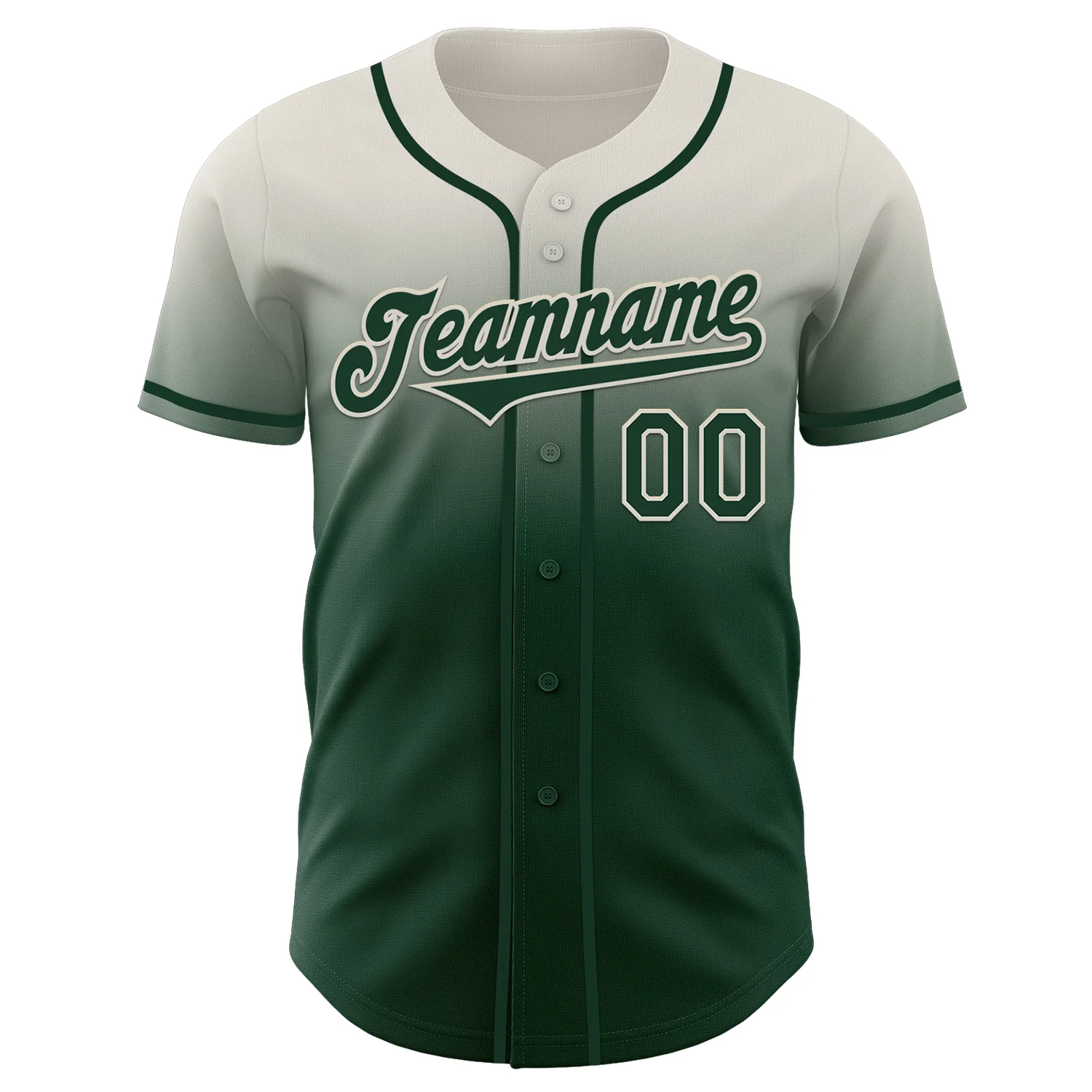 Custom Cream Green Authentic Fade Fashion Baseball Jersey - Image 2