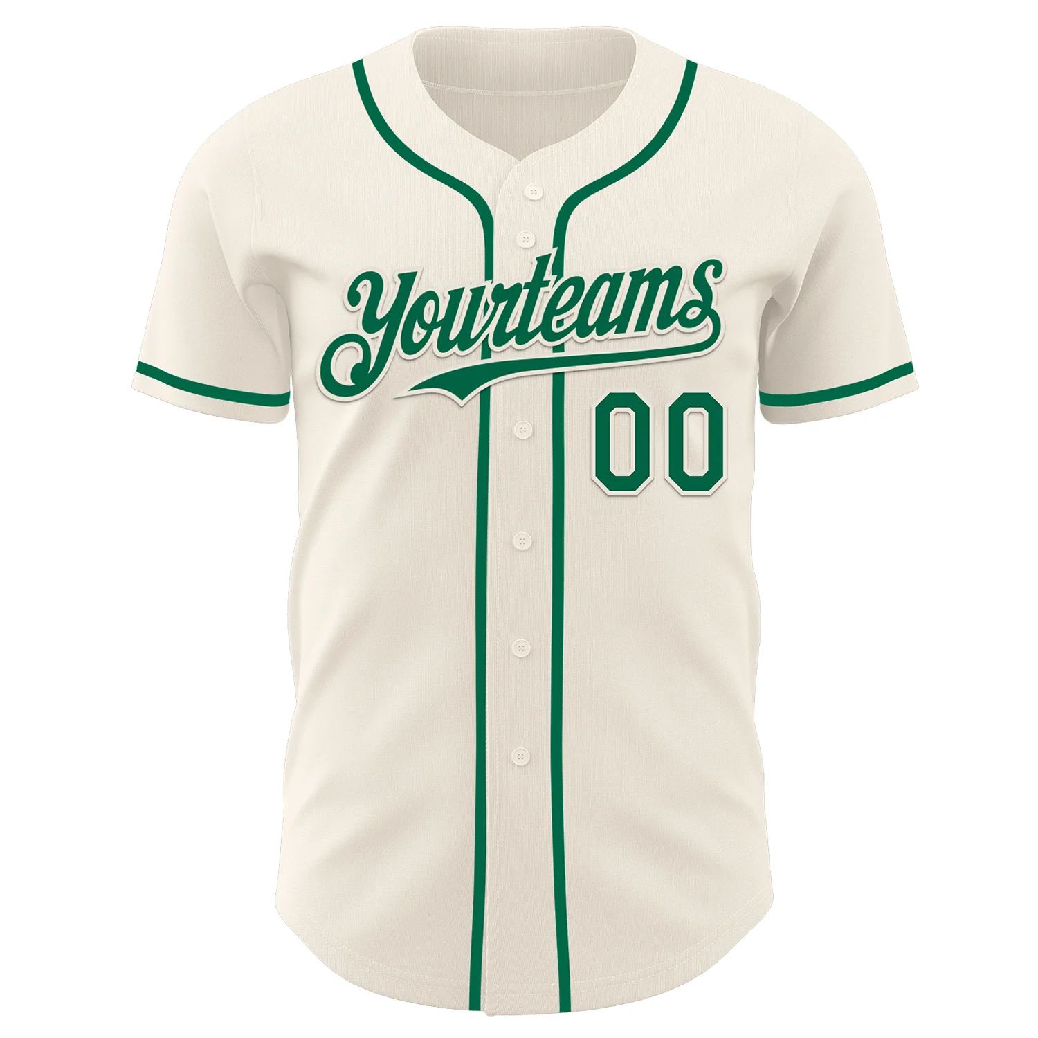 Custom Cream Kelly Green Authentic Baseball Jersey - Image 2