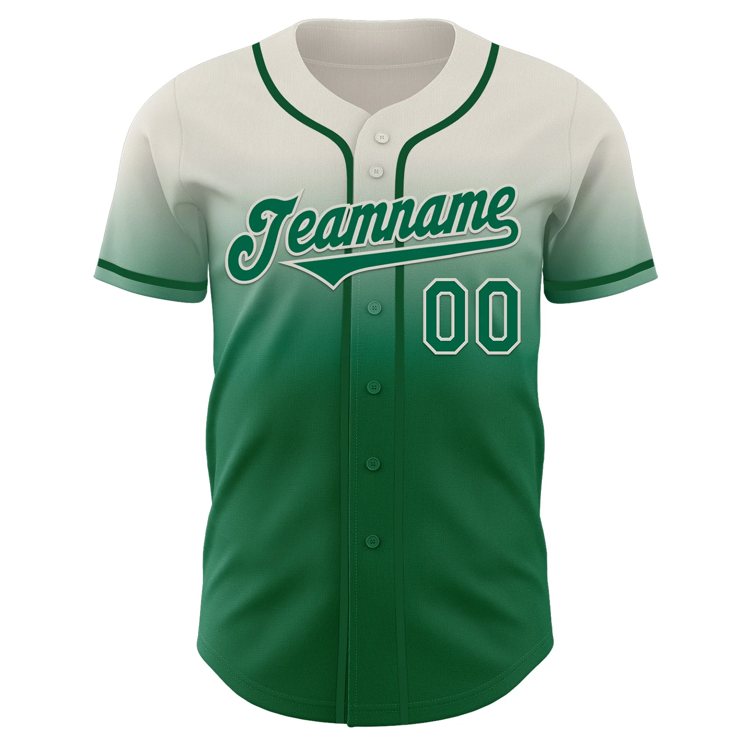 Custom Cream Kelly Green Authentic Fade Fashion Baseball Jersey - Image 2